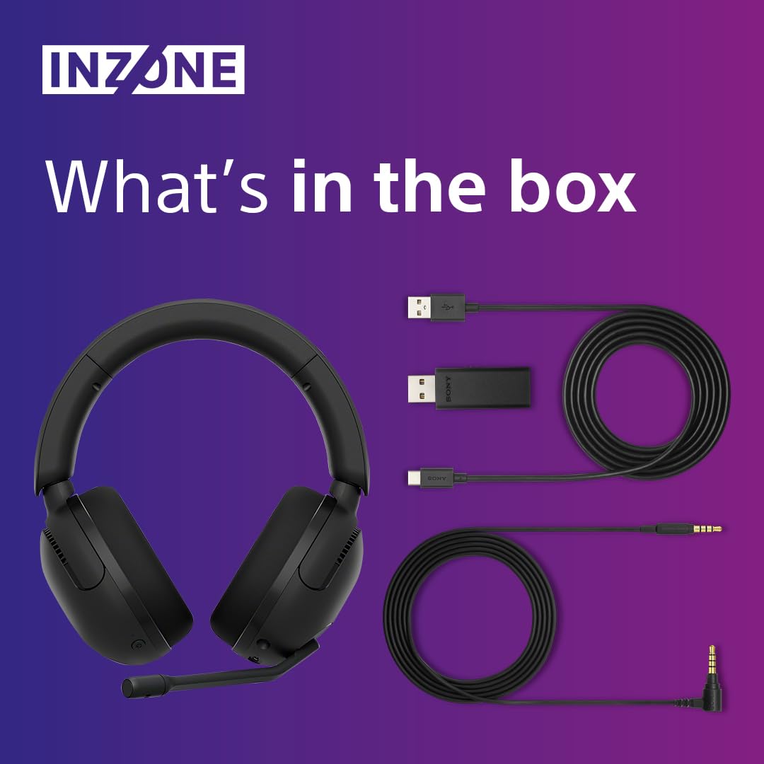 Sony INZONE H5 Wireless Gaming Headset for PC & PS5 - 360° Spatial Sound, 28H Battery Life, Low Latency, AI Mic, Comfortable Design (Black) - Perfect for Competitive Gaming & Immersive Play