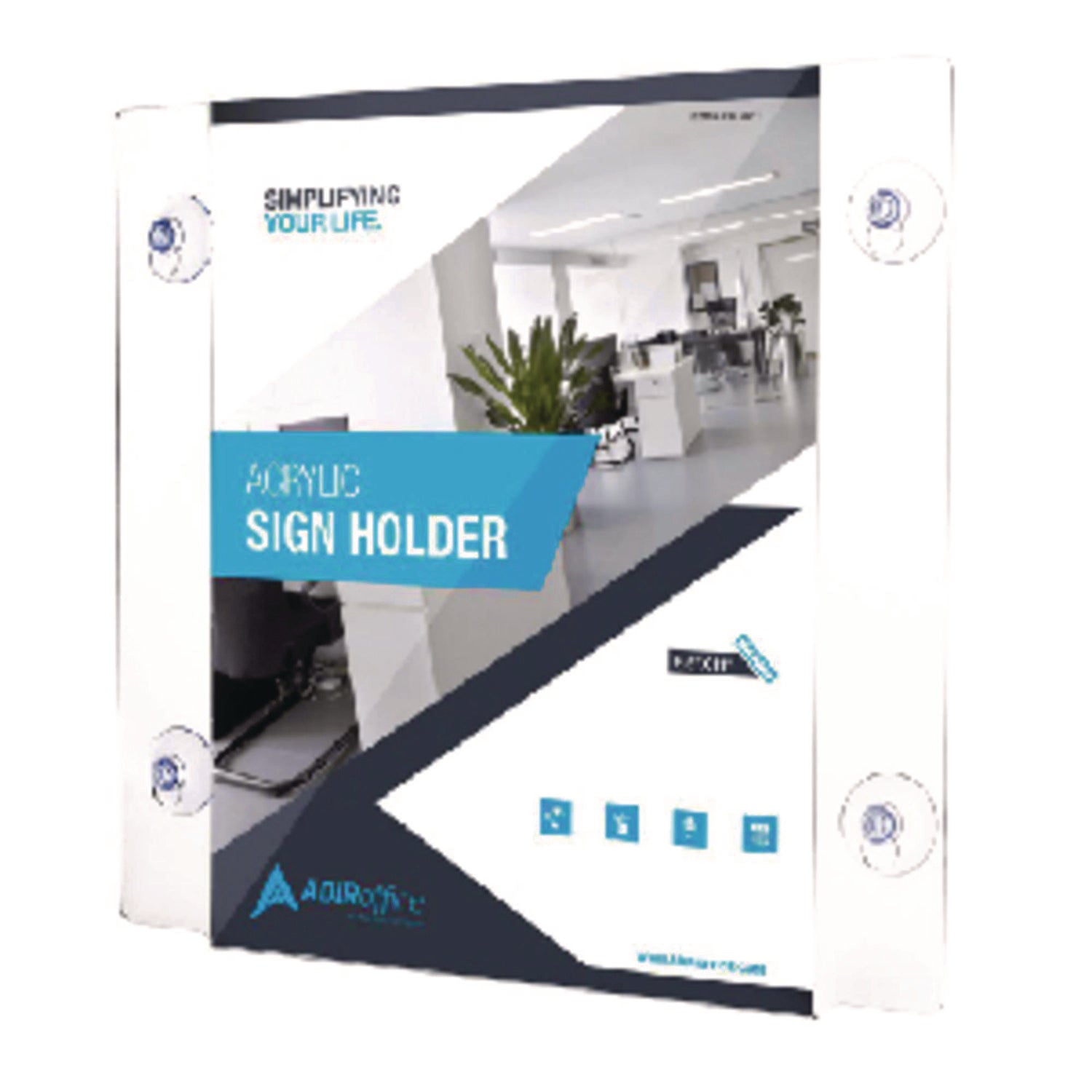 AdirOffice Clear Suction Acrylic Window Sign Holder - 8