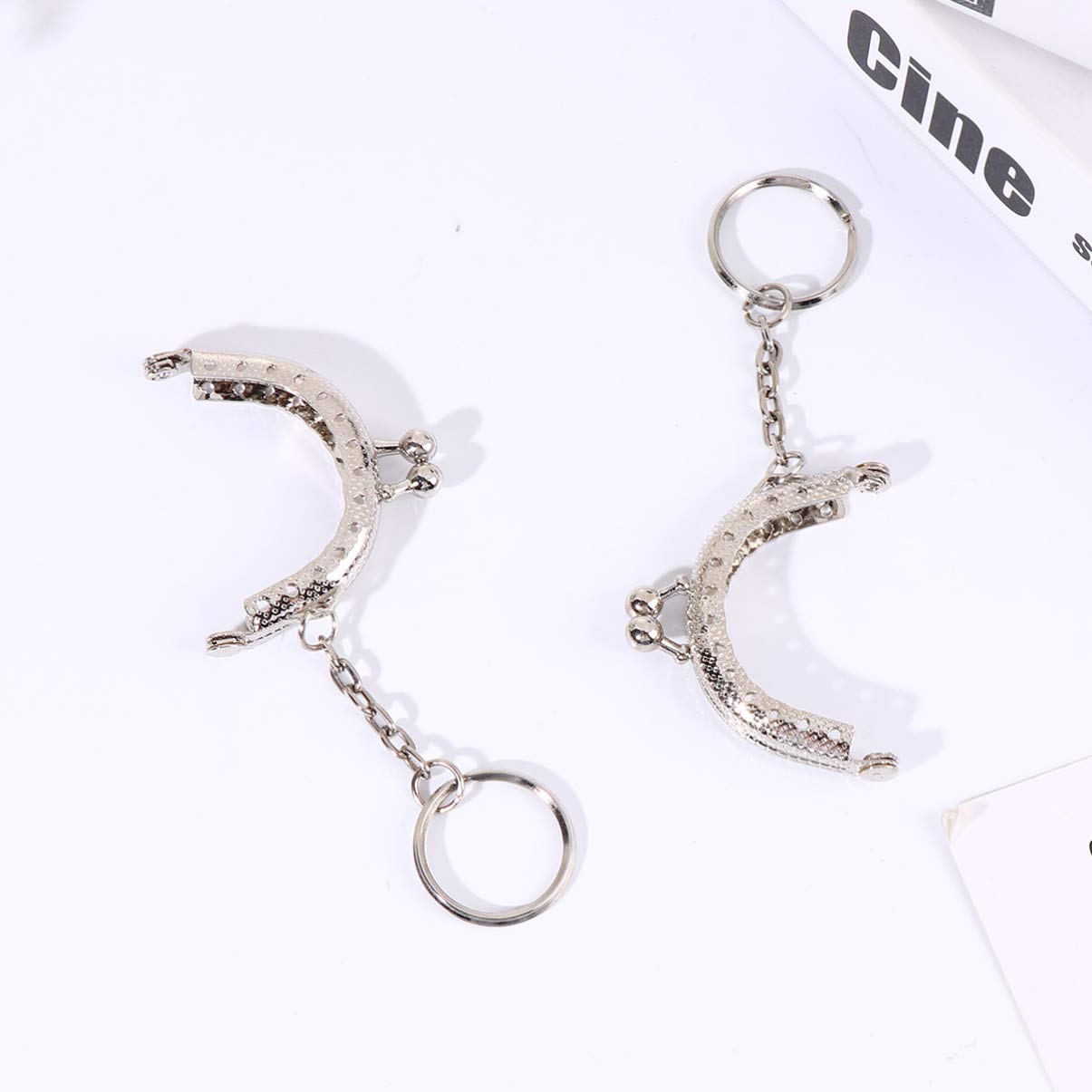 Healifty 10pcs Coin Purse Frame with Keychain Holder, Kiss Clasp Lock, DIY Sewing Clutch Frames for Wallet Making - Perfect for Handmade Coin Purses, Gift Bags & Craft Projects