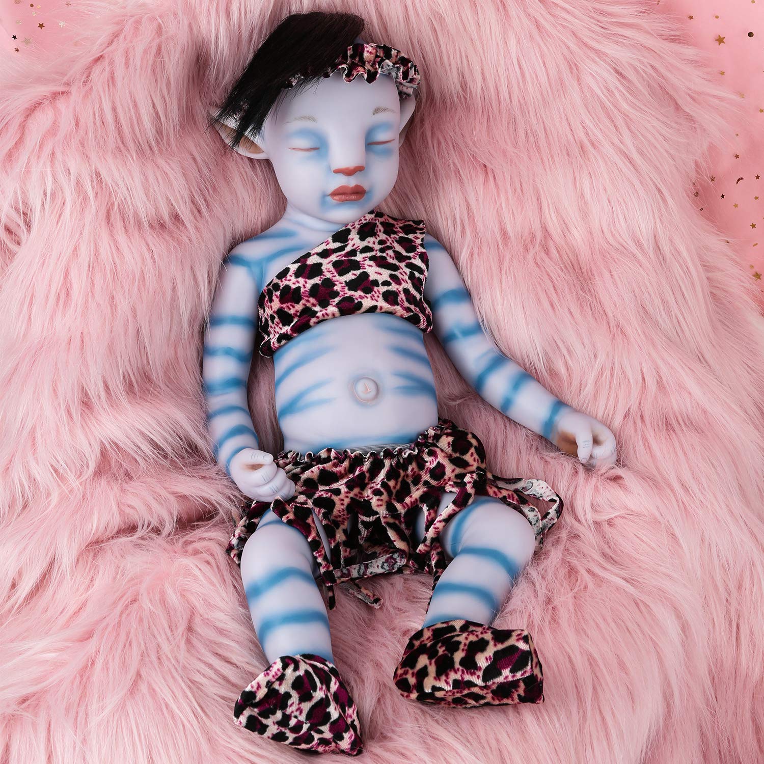 Vollence 20 Inch Realistic Lifelike Silicone Baby Doll - Sleeping Full Silicone Reborn Baby Girl with Hair | Ultra Realistic Newborn Doll | Perfect for Collectors, Photography Props, and Nursery Decor