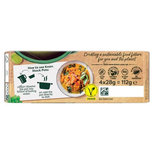 Knorr Vegetable Stock Pot (4x28g) - Premium Bouillon Cubes for Soups, Stews & Cooking - Perfect for Home Chefs & Meal Prep