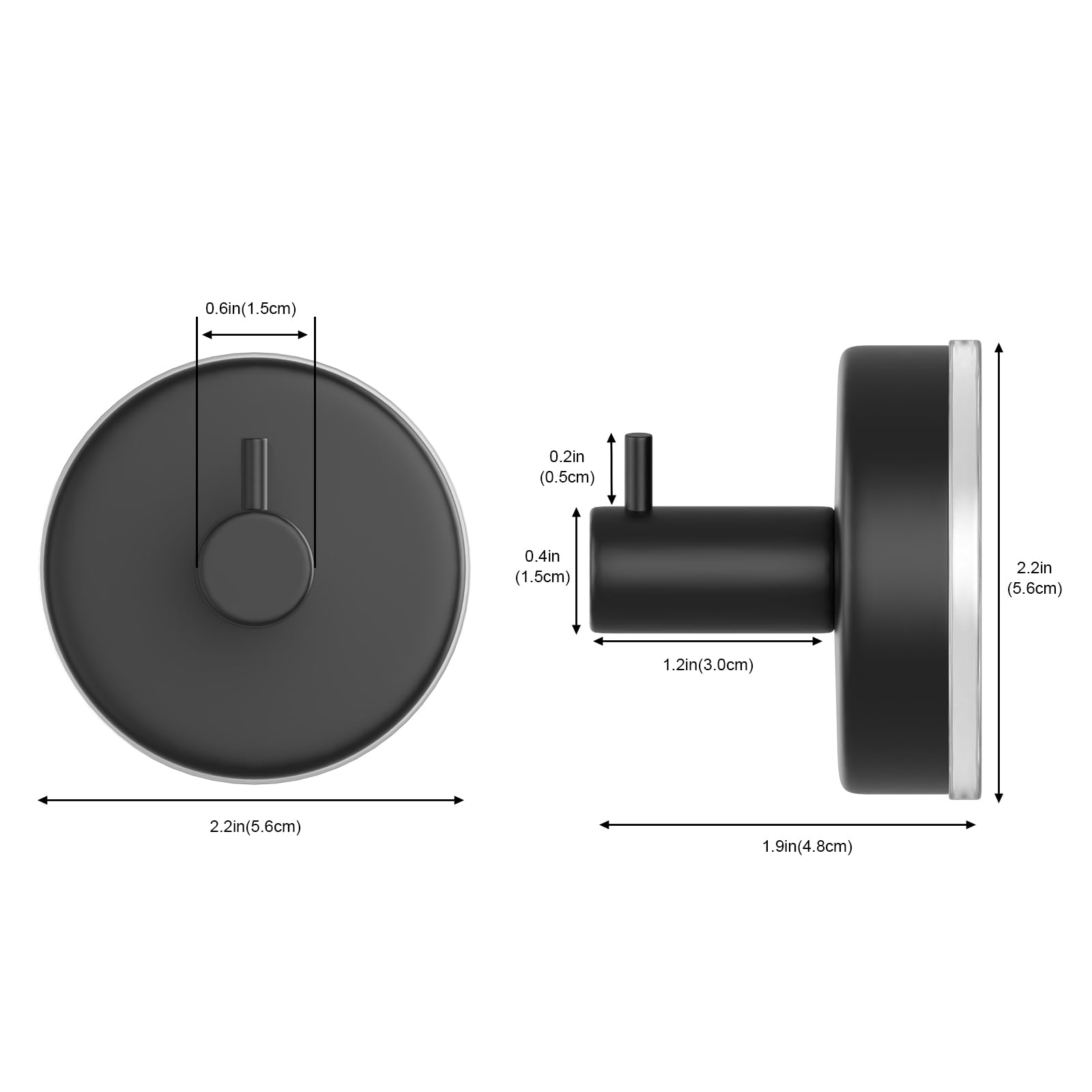 HUFEEOH 2-Pack Black Shower Towel Hooks - Removable Suction Cup Hooks for Bathroom & Kitchen