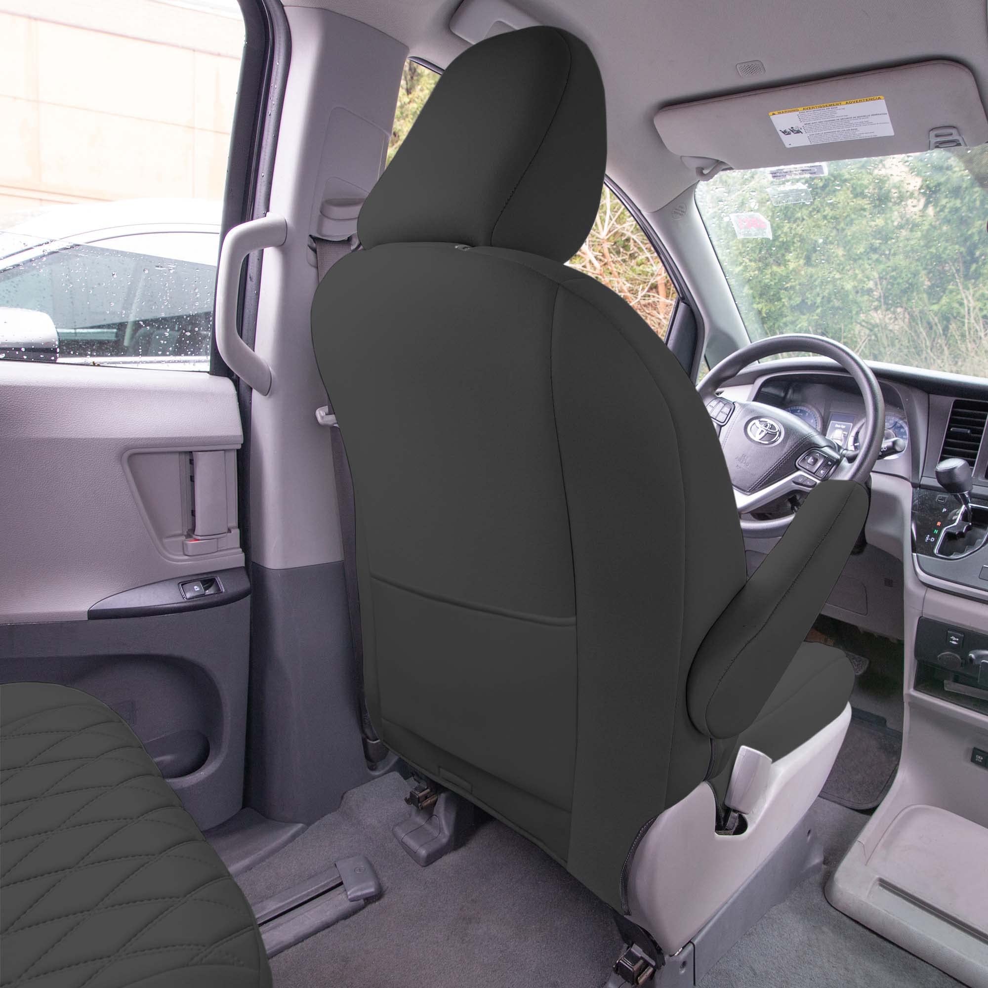 FH Group Custom Fit Neoprene Seat Covers for 2011-2020 Toyota Sienna | Waterproof Neosupreme Automotive Seat Protectors | Front Set Black | Perfect for Family Road Trips & Daily Commute