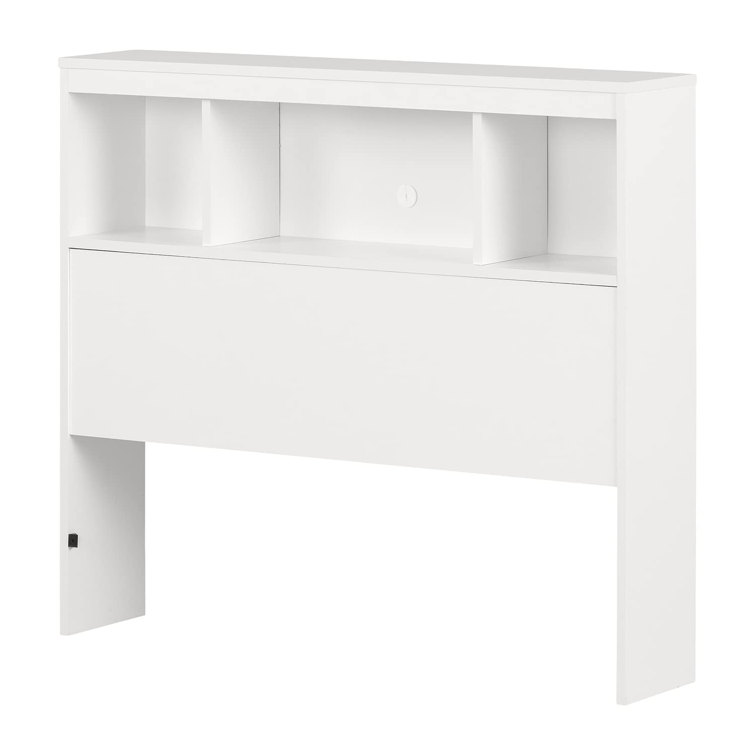 South Shore Spark Bookcase Headboard with Storage, Twin Size, Pure Black - Space-Saving Bedroom Furniture for Small Rooms & Dorm Decor