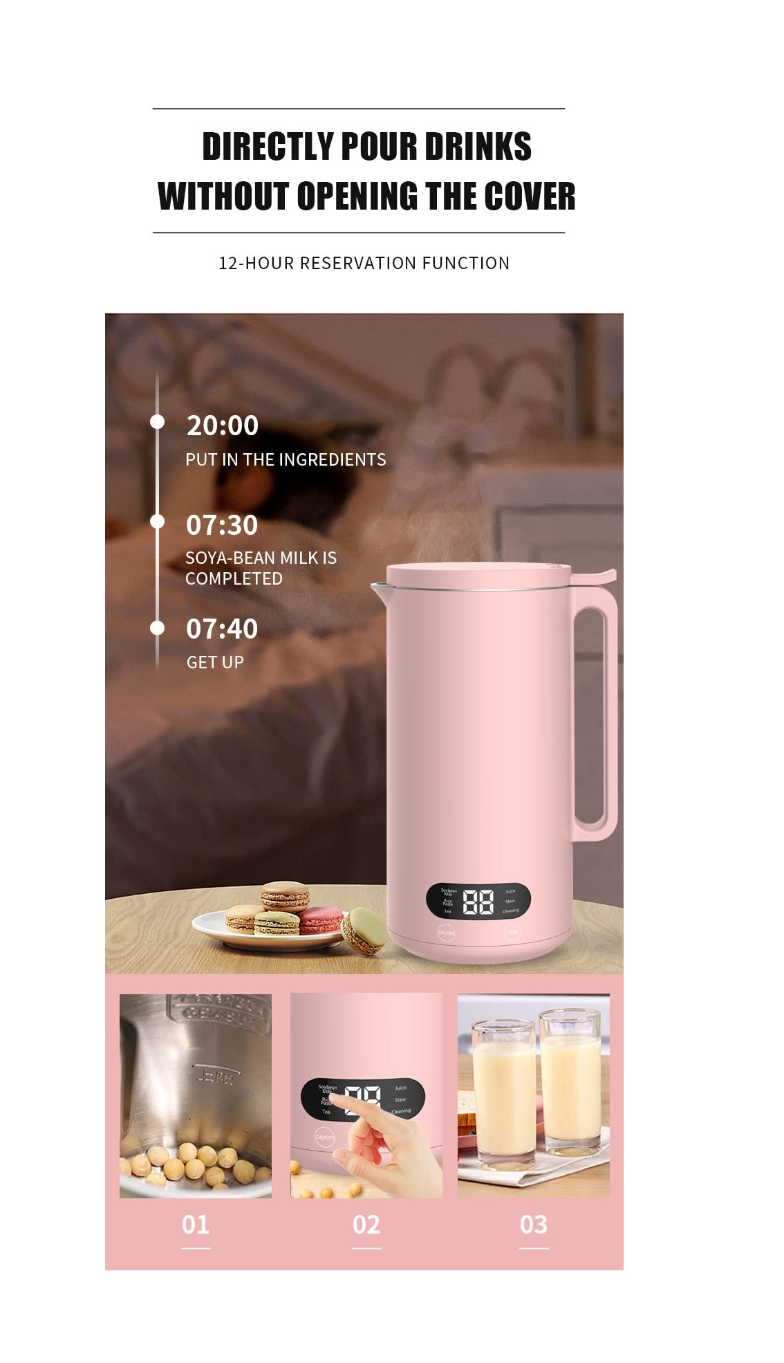 Mini Electric Soybean Milk Maker - Automatic Soy Milk Machine, Fruit Juicer, Rice Paste Maker & Food Blender (110V, 350ml) - Perfect for Home Breakfast, Healthy Smoothies & Baby Food Prep
