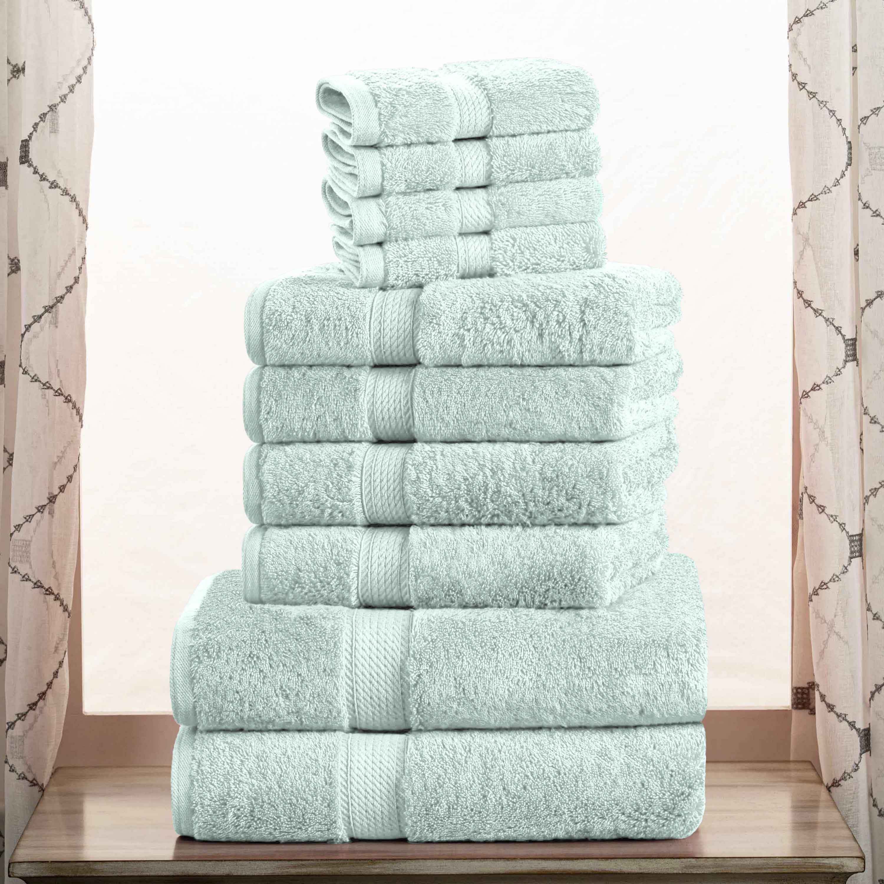 Premium Egyptian Cotton 10-Piece Towel Set - Ultra Soft, Heavyweight & Plush for Bath, Spa & Luxury Home Use
