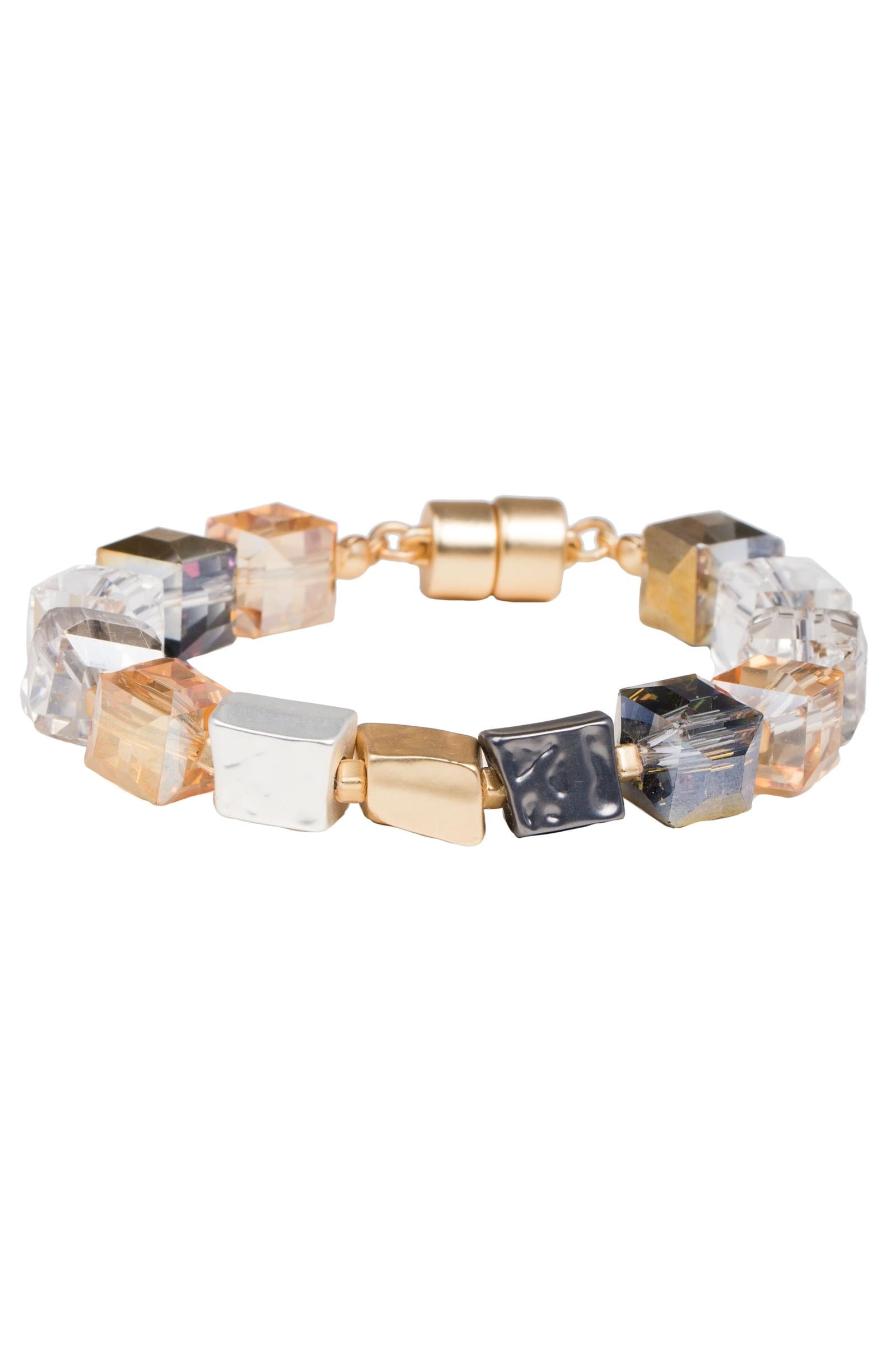 Faceted Bead & Stone Bracelet for Women - Elegant Handmade Gemstone Jewelry - Perfect for Boho Style, Gift Giving & Everyday Wear