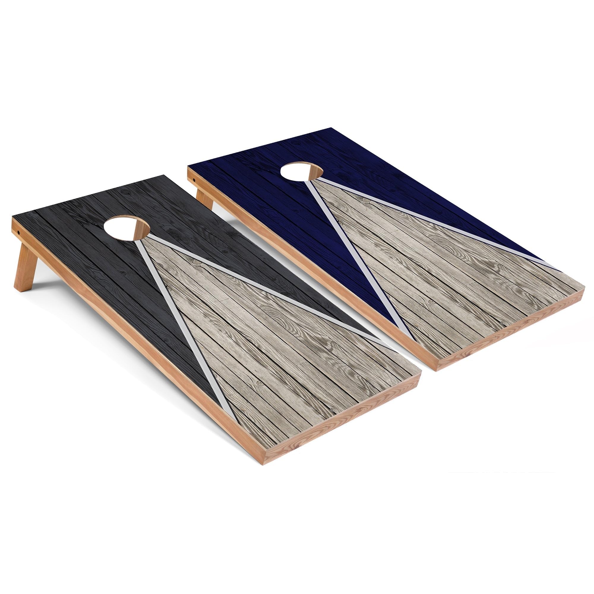 Premium Dark Grey & Navy Blue Regulation 2x4 Cornhole Set - 8 Bean Bags, All-Weather Boards - Perfect for Backyard BBQs, Tailgating & Outdoor Parties