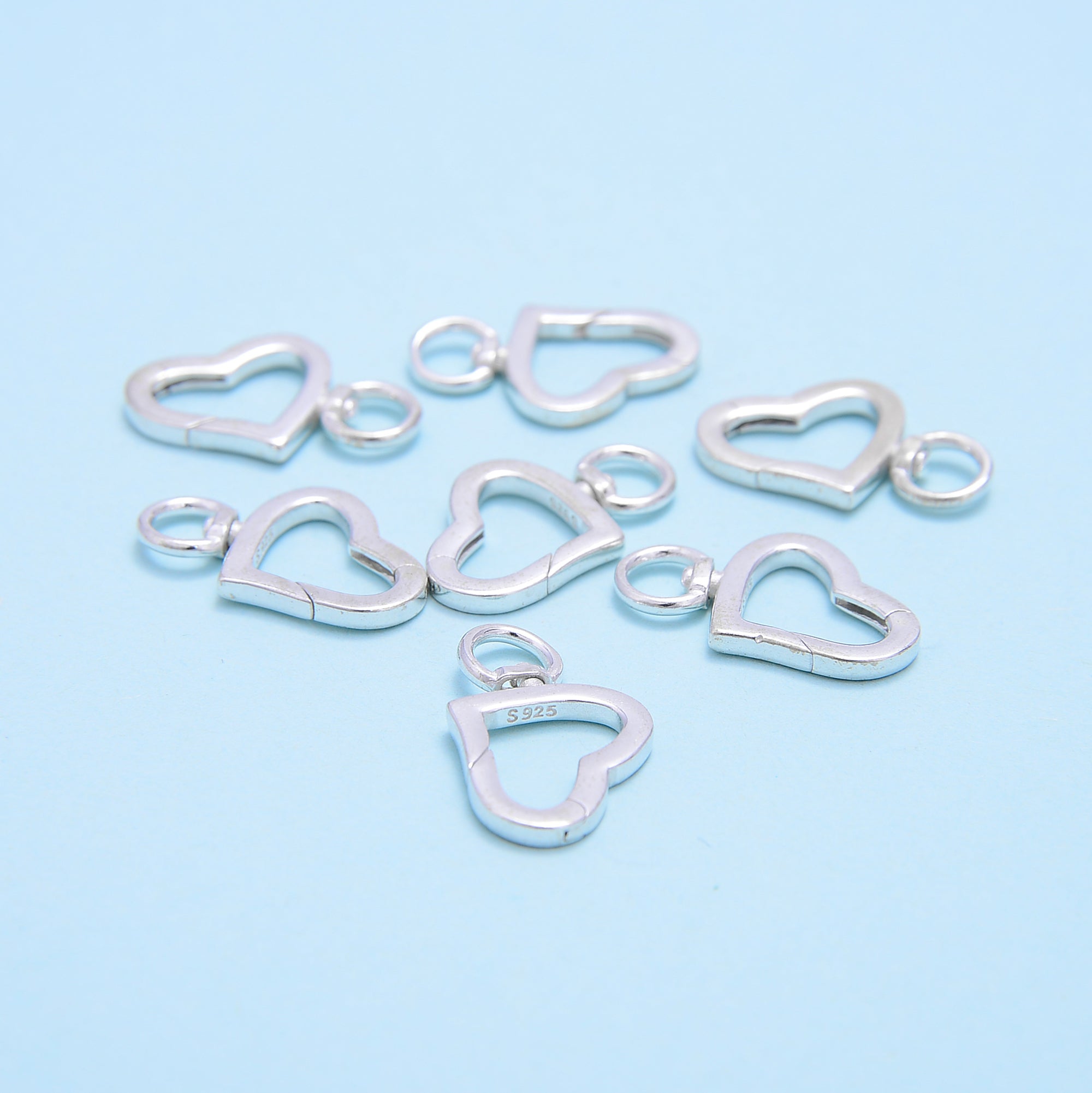 925 Sterling Silver Heart Clasp - 13x20mm (2 Pcs) - Jewelry Making Supplies for Necklaces, Bracelets & DIY Crafts