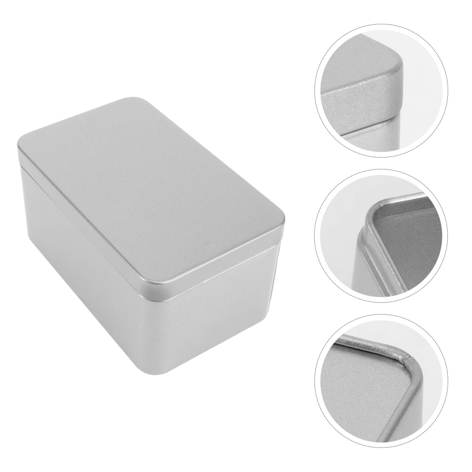 Premium Metal Rectangular Empty Tin Box - Mini Portable Storage Container for Tea, Candy, Candle, Jewelry (Silver) | Perfect for Home Organization, DIY Crafts & Gift Packaging