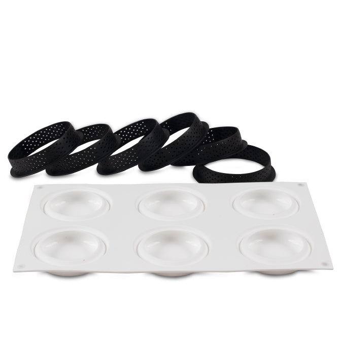 Tarte Ring Kit - 0.78 Inch Height Perforated Design for Baking, Cooking & Kitchen Decor | Perfect for Pie Crusts, Pastries & Decorative Dough Cutting