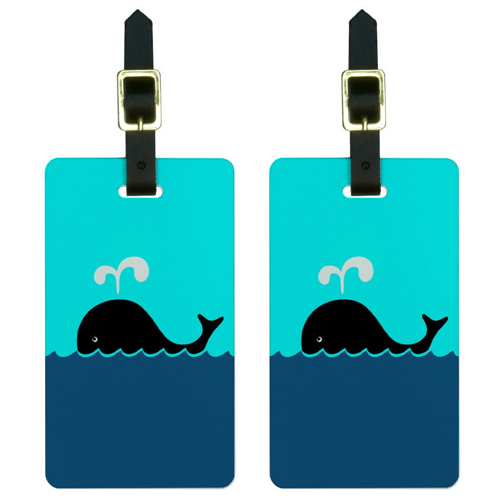 Whale of a Time Luggage Tags - Set of 2 Waterproof Suitcase ID Tags for Travel, Carry-On & Checked Bags - Perfect for Vacation, Cruise & Airplane Travel Accessories