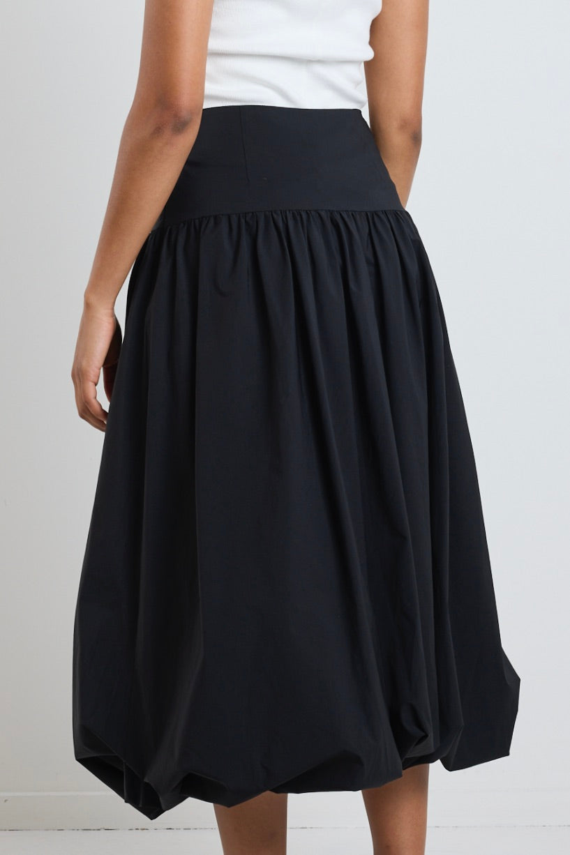 Intensity Black Bubble Midi Skirt for Women - Stylish High Waist Flared Skirt for Party, Date Night & Casual Wear