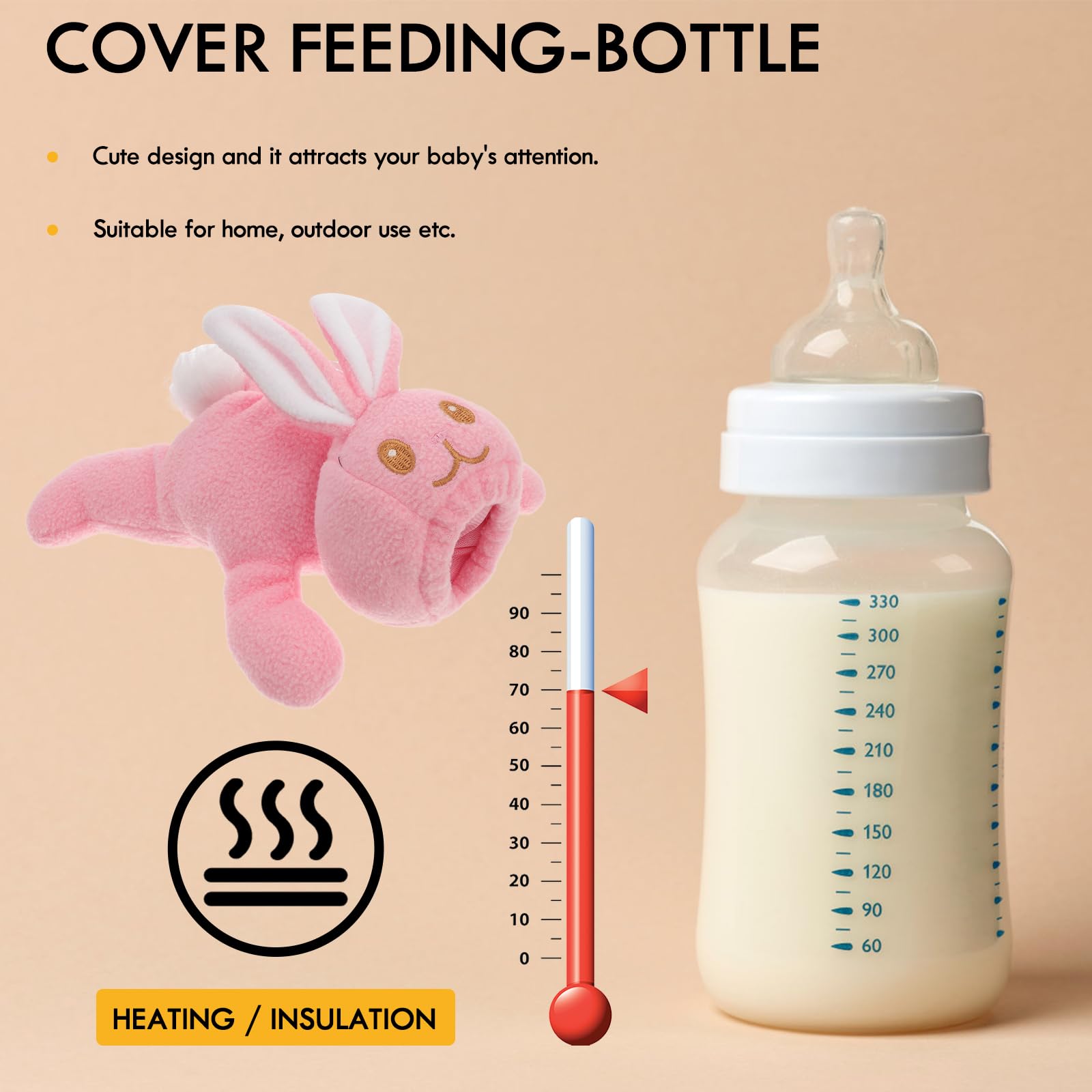 Bunny Shaped Detachable Bottle Holder Pillow - Portable Milk Bottle Support Cushion for Home, Outdoor & Travel - Perfect for Nursing, Baby Feeding, and Car Seat Comfort