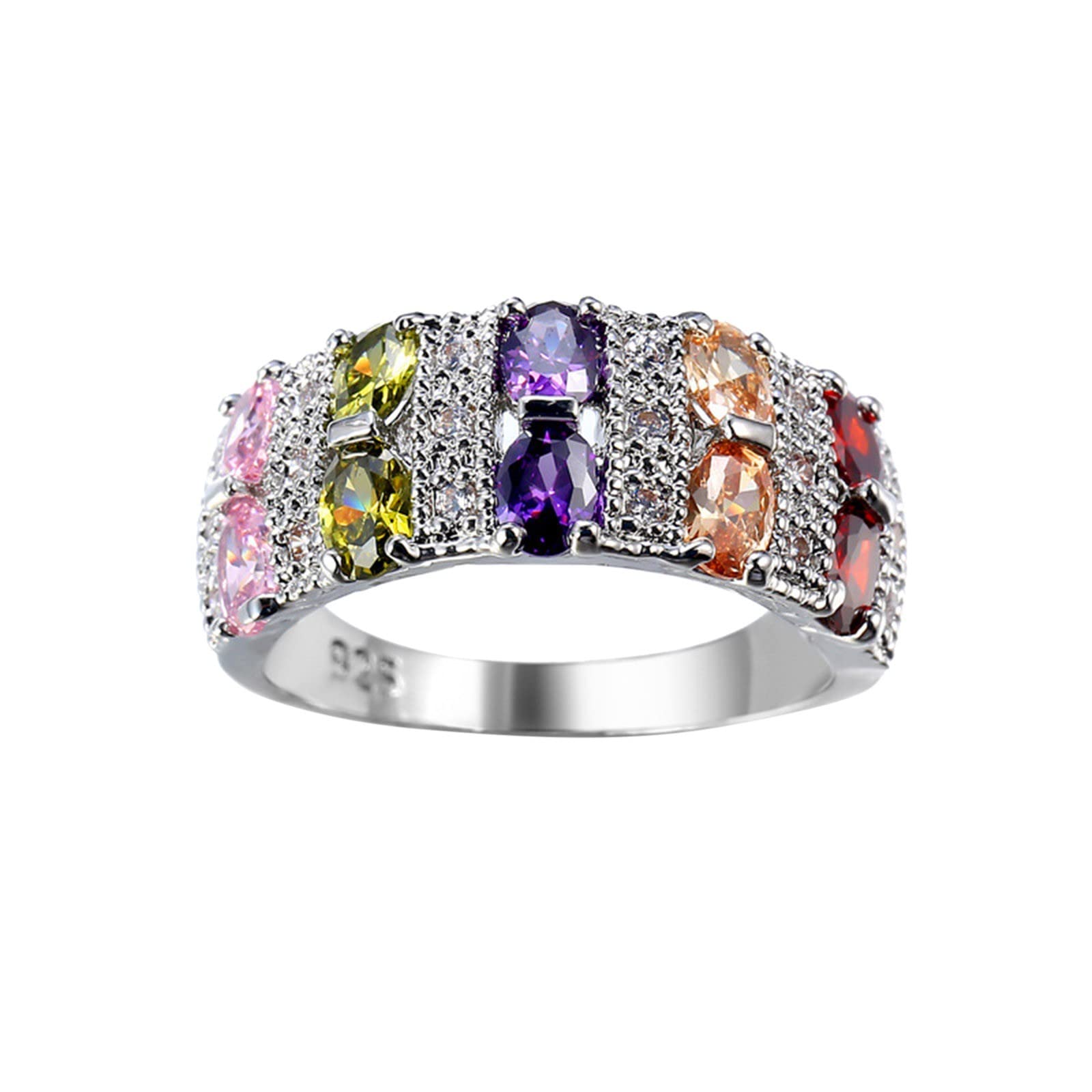 Elegant Silver Women's Fashion Ring with Full Diamond Zircon - Trendy Ladies Jewelry for Everyday Wear & Special Occasions