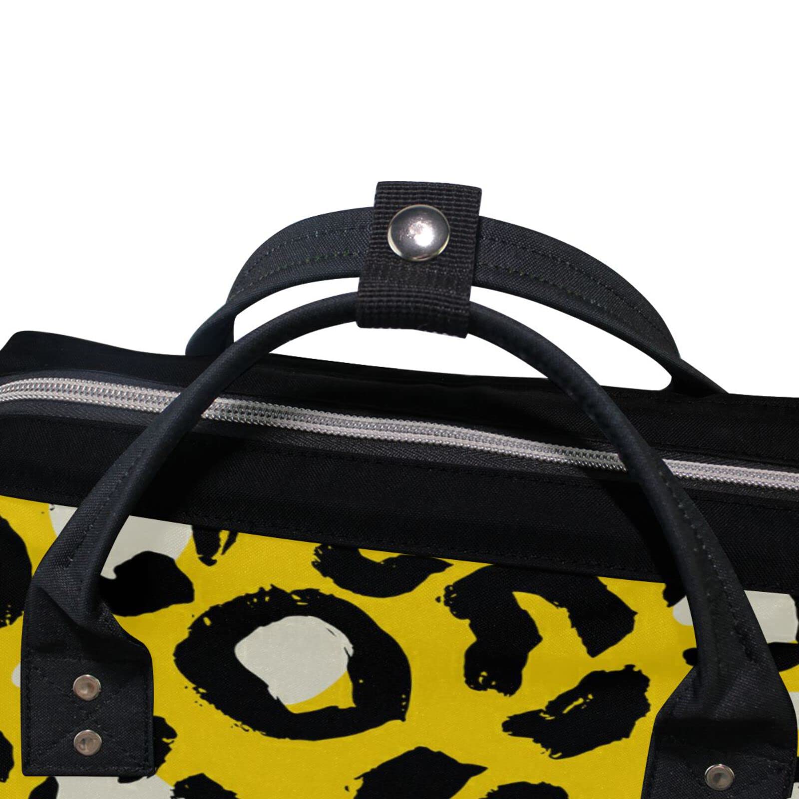 **MCHIVER Personalized Diaper Backpack for Moms - Custom Name Yellow Leopard Print Baby Changing Bag, Travel & Nursing Essentials Organizer - Perfect for Daycare, Outings & Hospital Visits**