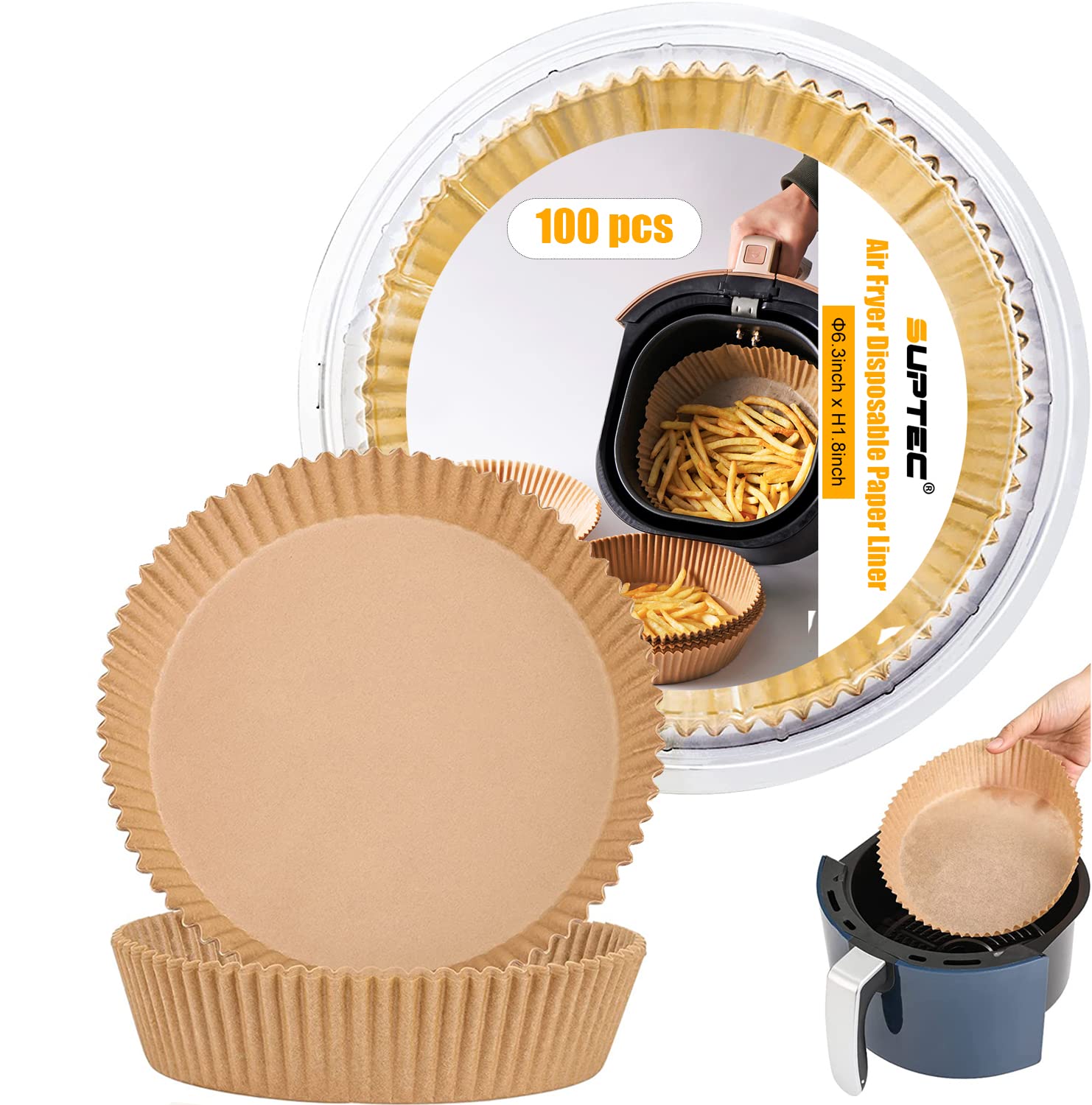 100 PCS Air Fryer Disposable Paper Liners - 6.3