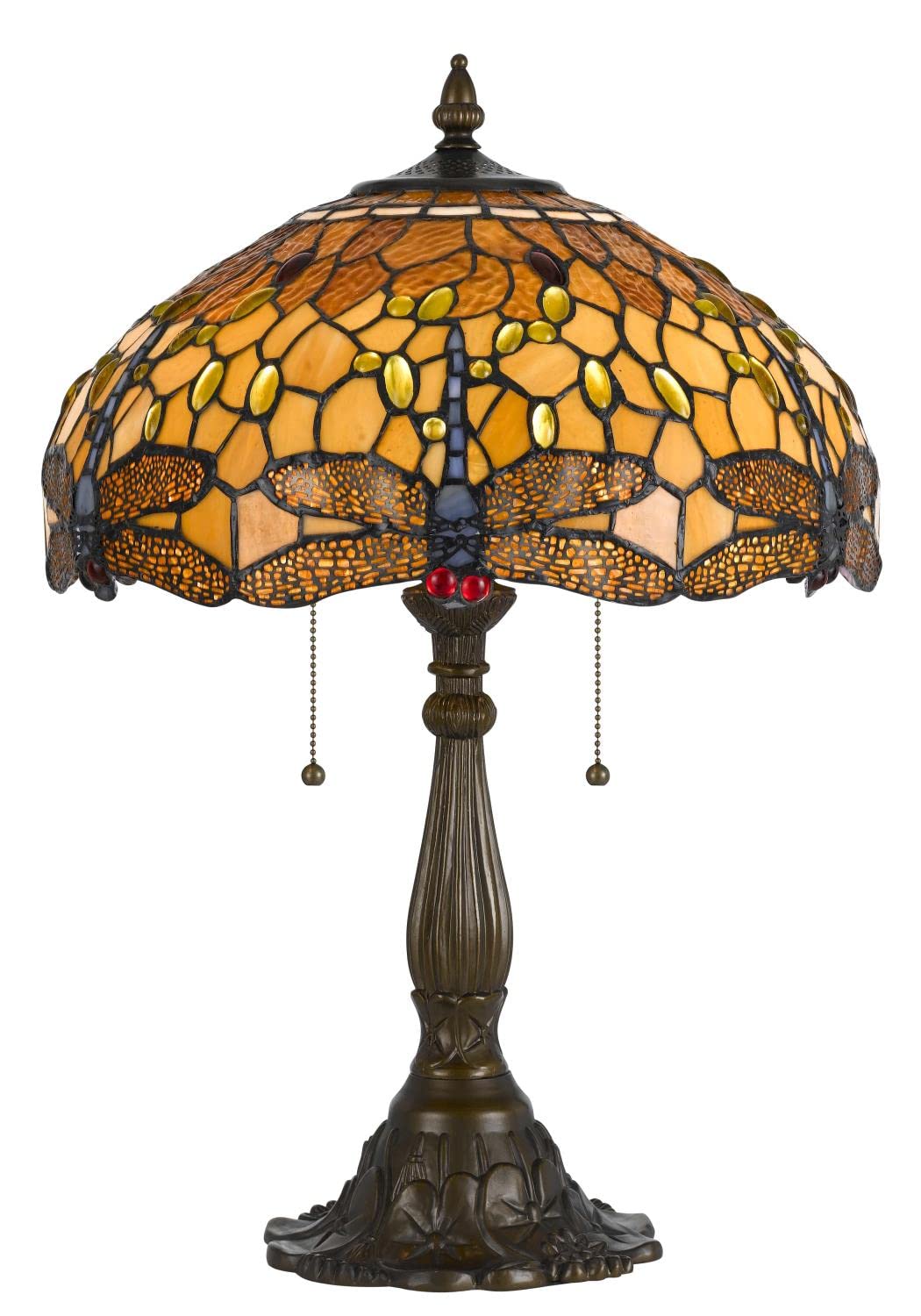 Cal Lighting BO-2372TB Tiffany Style Table Lamp with Mica Shade - Antique Copper Finish - Perfect for Bedroom Nightstand, Living Room End Table or Office Desk Decor