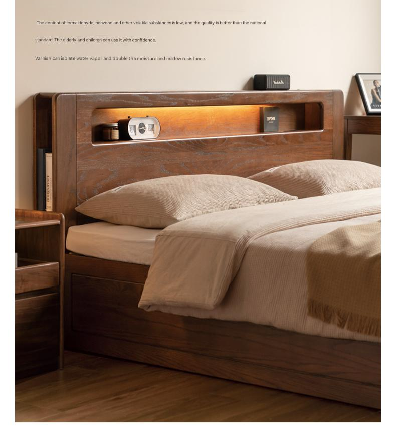 Solid Oak Wood Glow in The Dark Storage Box for Bedroom - Under Bed Organizer with Luminous Lid for Nighttime Visibility & Easy Access