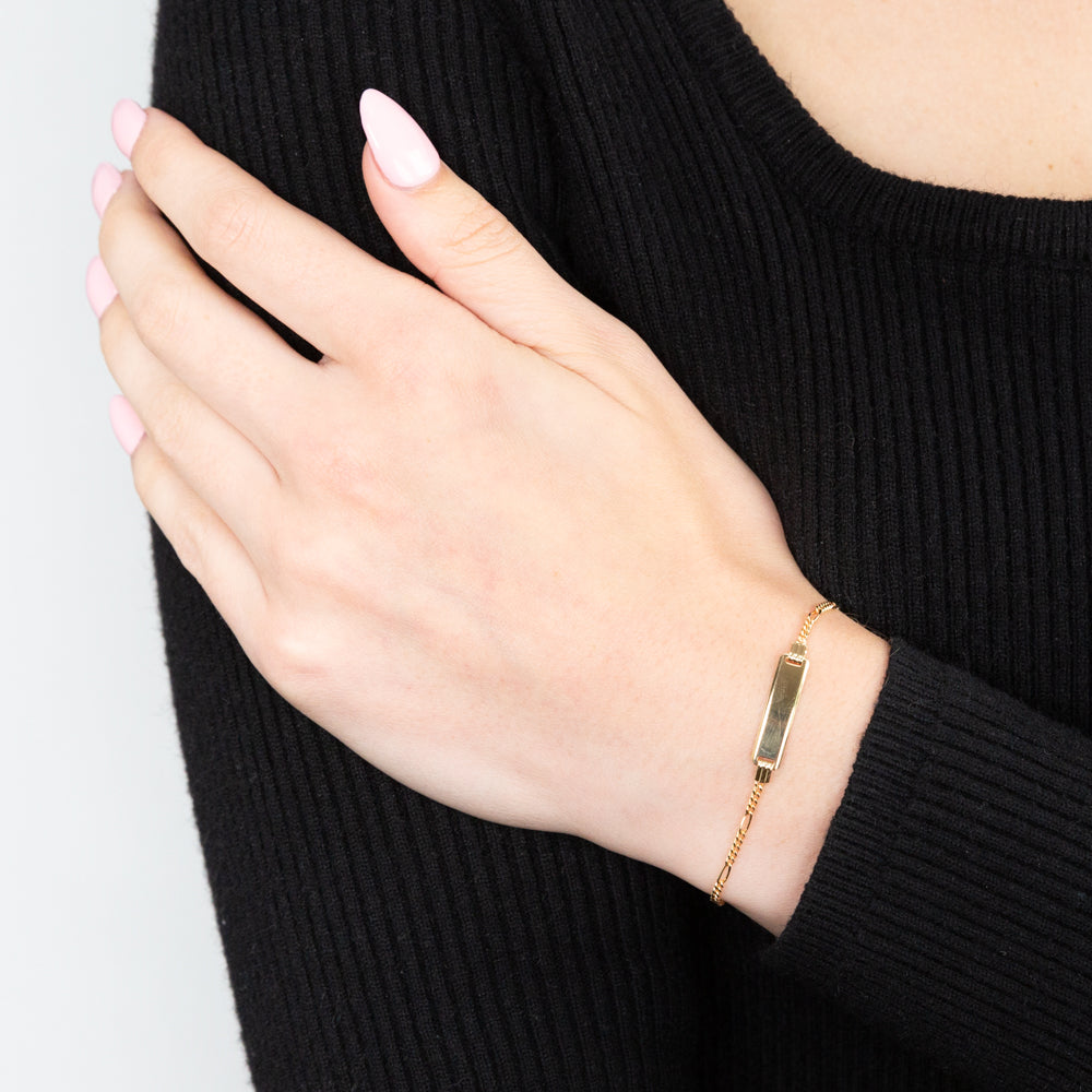 9ct Solid Yellow Gold Figaro 5:1 Link 16cm Bracelet for Women - Elegant Jewelry Gift for Anniversary, Birthday & Special Occasions