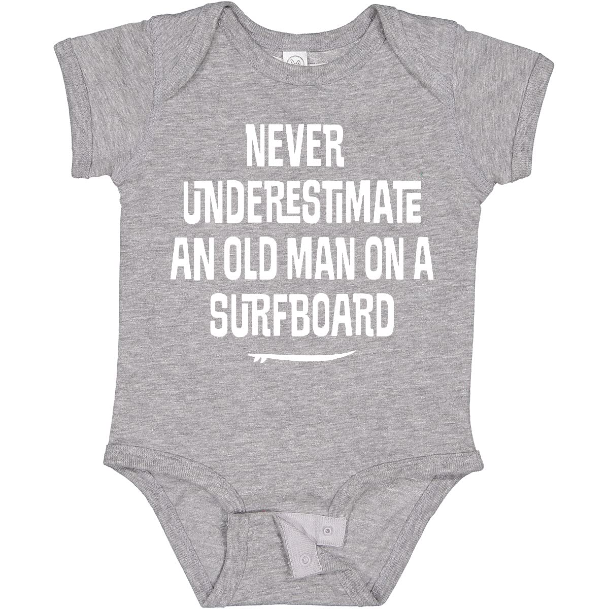 Inktastic Underestimate Old Man Surfboard Baby Bodysuit - Soft Cotton Infant Onesie for Beach & Surfing Outfits - Perfect for Newborns, Toddlers, and Baby Boys & Girls - Great for Surf Trips, Beach Vacations, and Summer Outings
