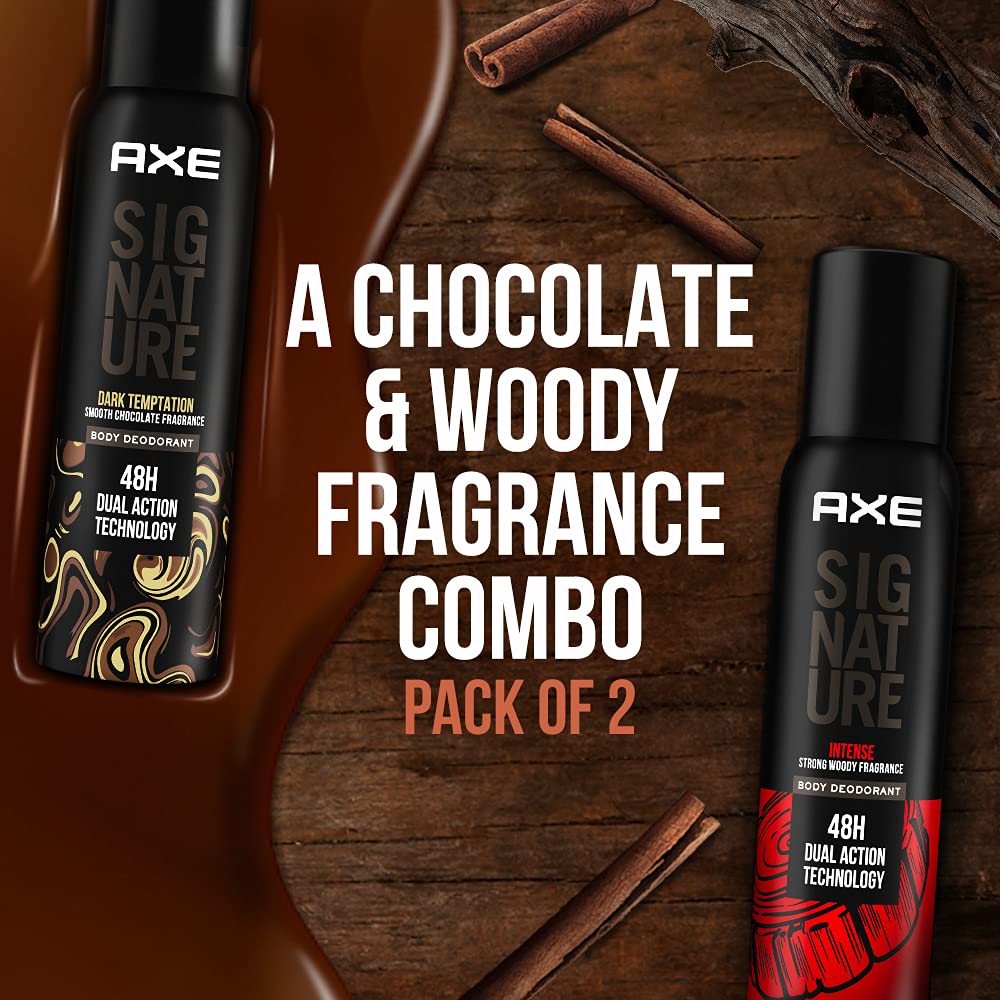 AXE Signature Intense & Dark Temptation Men's Body Spray Cologne - 5.2 Oz (Pack of 2) - Long Lasting Fragrance for Men - Perfect for Gym, Work & Night Out
