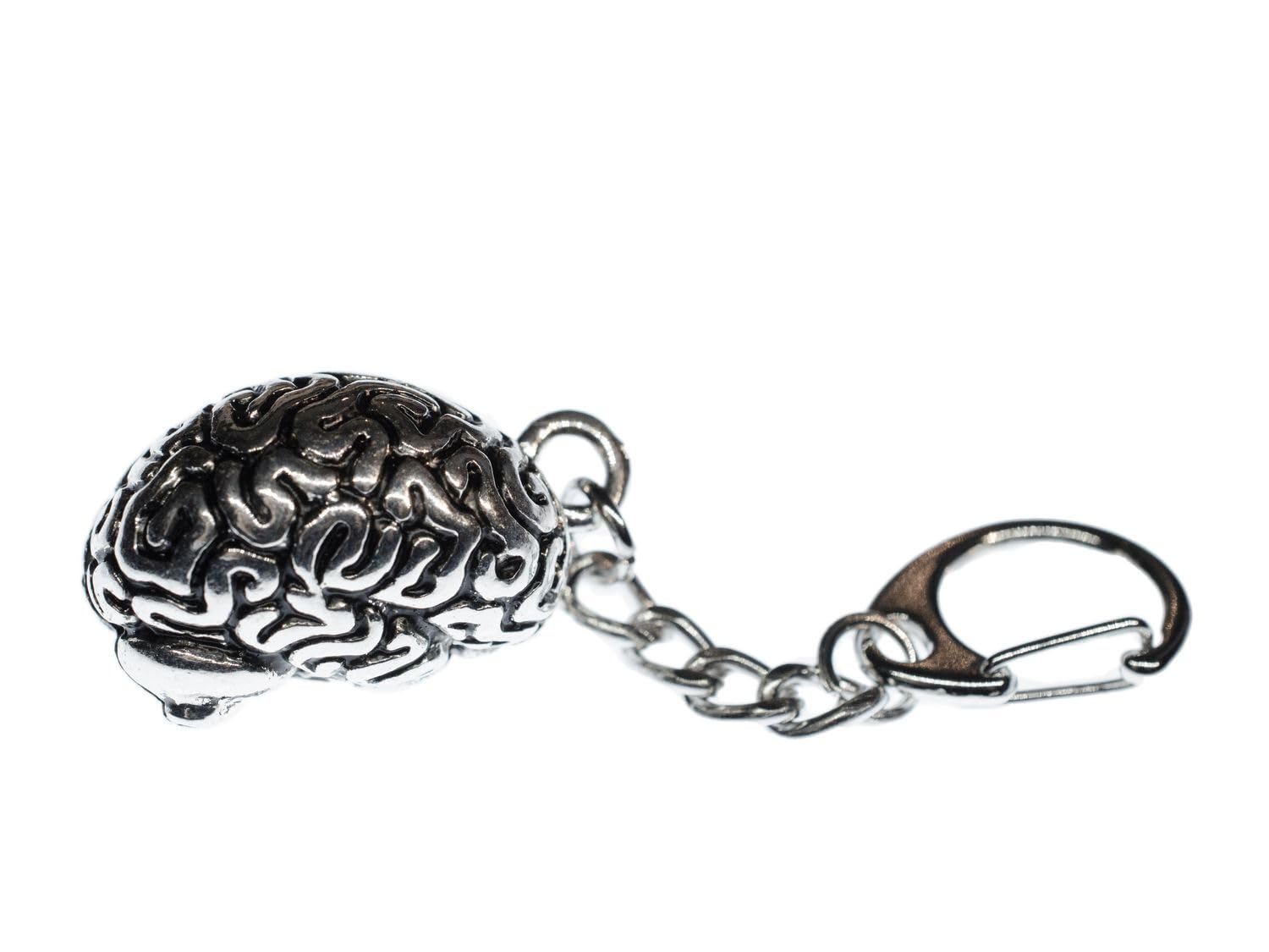 Miniblings Silver Plated Brain Keychain - Perfect Gift for Doctors, Nurses, Medical Students & Healthcare Professionals - Great for Hospital ID Badges, Scrubs & Medical Accessories