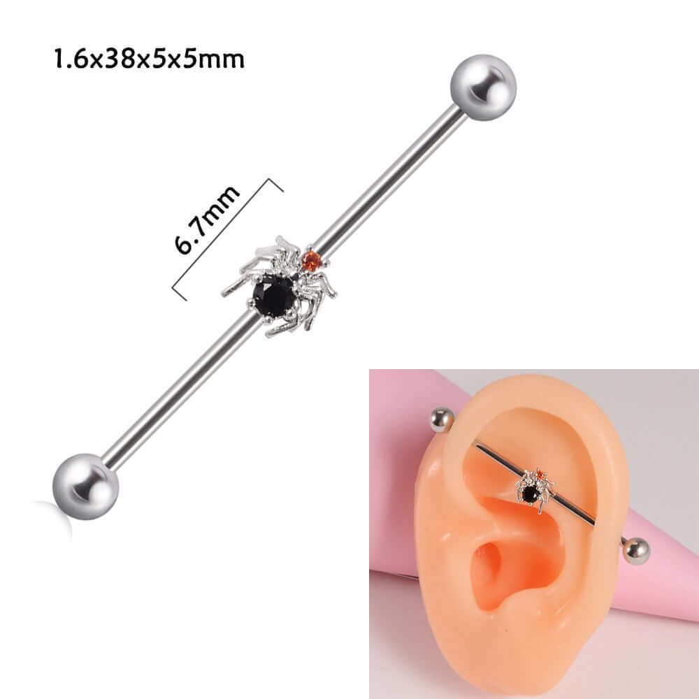 14g Silver Scorpio Insect Industrial Barbell Body Jewelry - Belly Button & Nose Piercing Bar | Perfect for Gothic, Punk & Alternative Fashion Styles
