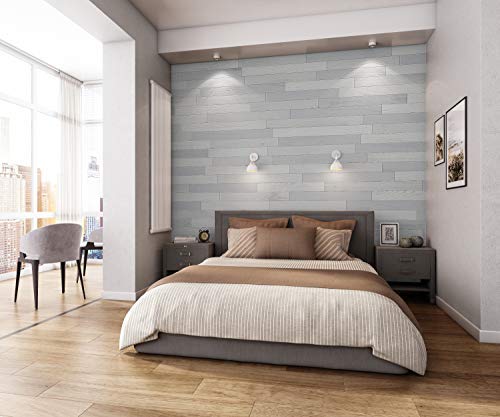 Real Wood Peel and Stick Wall Panels with 3M Adhesive - Easy DIY Installation, Pewter Finish (16.25 sq.ft/Box) for Living Room, Bedroom, and Office Decoration