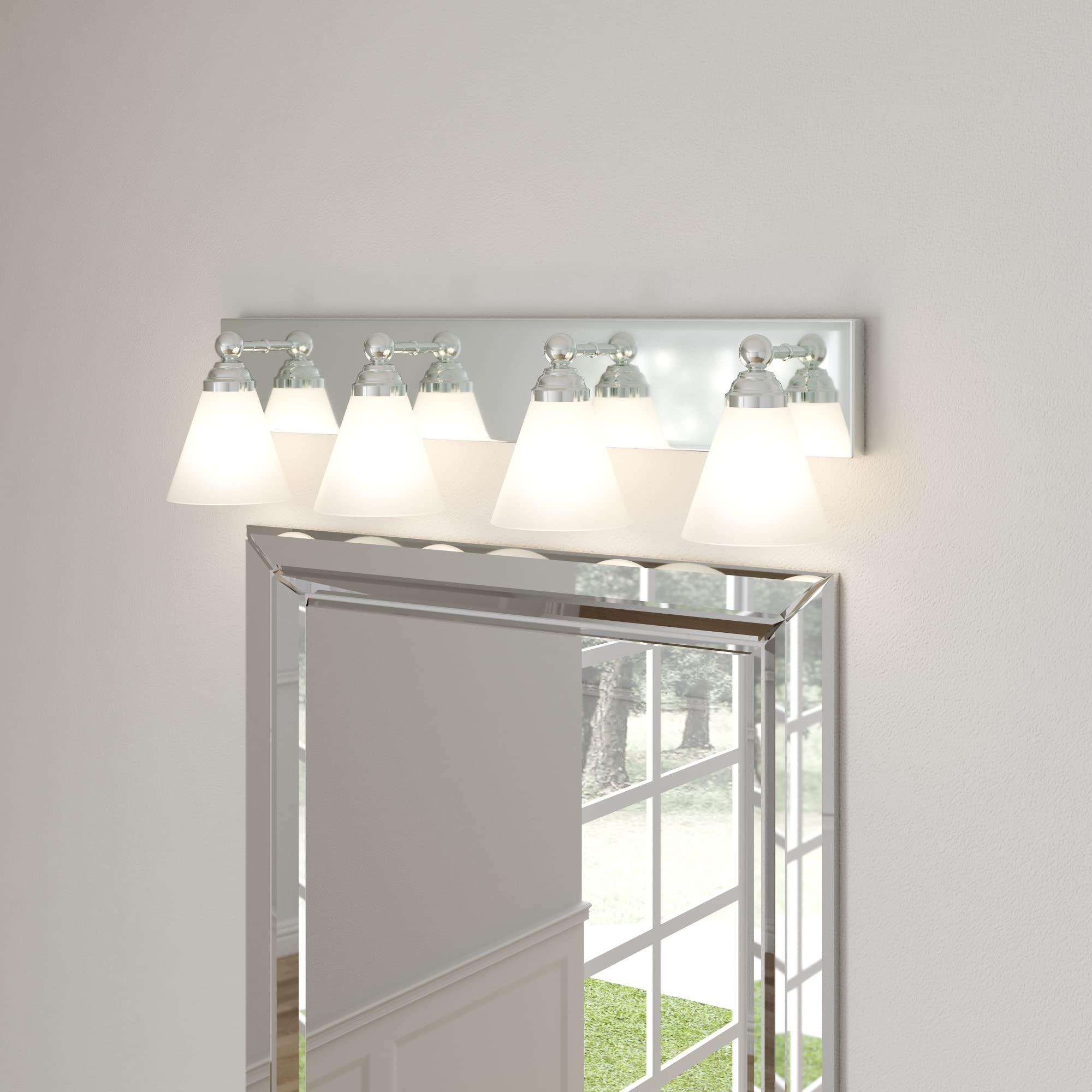 DESIGNERS FOUNTAIN 6494-CH Hudson Wall Mount Sconce - Chrome Bathroom Vanity Light Fixture for Bedroom, Mirror & Bathroom Lighting | Perfect for Home Decor & Vanity Makeup Area