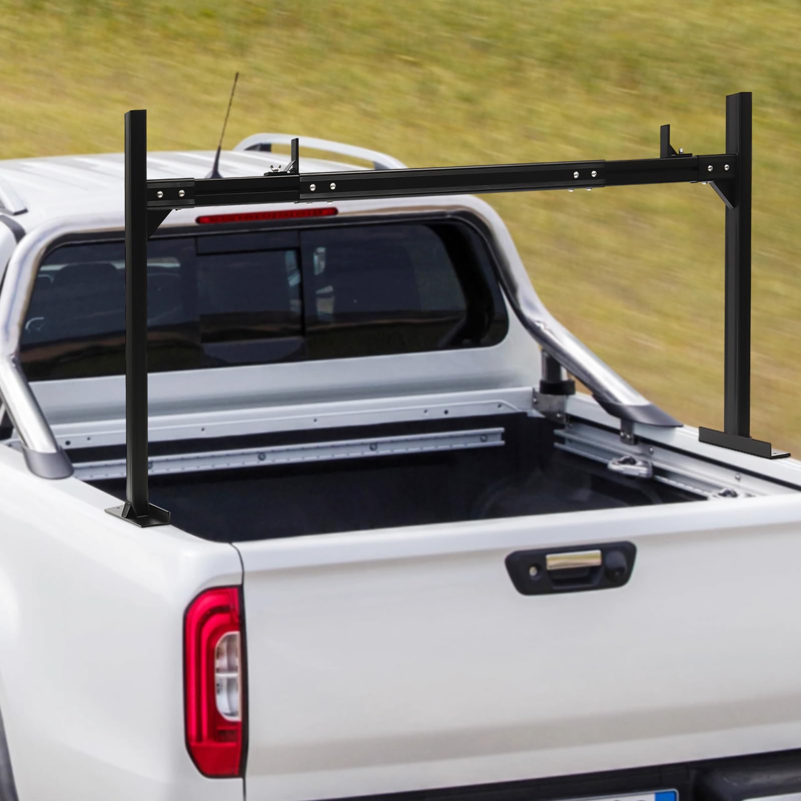 **Aluminum Truck Ladder Rack for Pickup Trucks - Adjustable Universal Truck Bed Ladder Rack (800 lbs Capacity, Black) - Heavy-Duty Ladder Carrier for Construction, Roofing & DIY Projects**