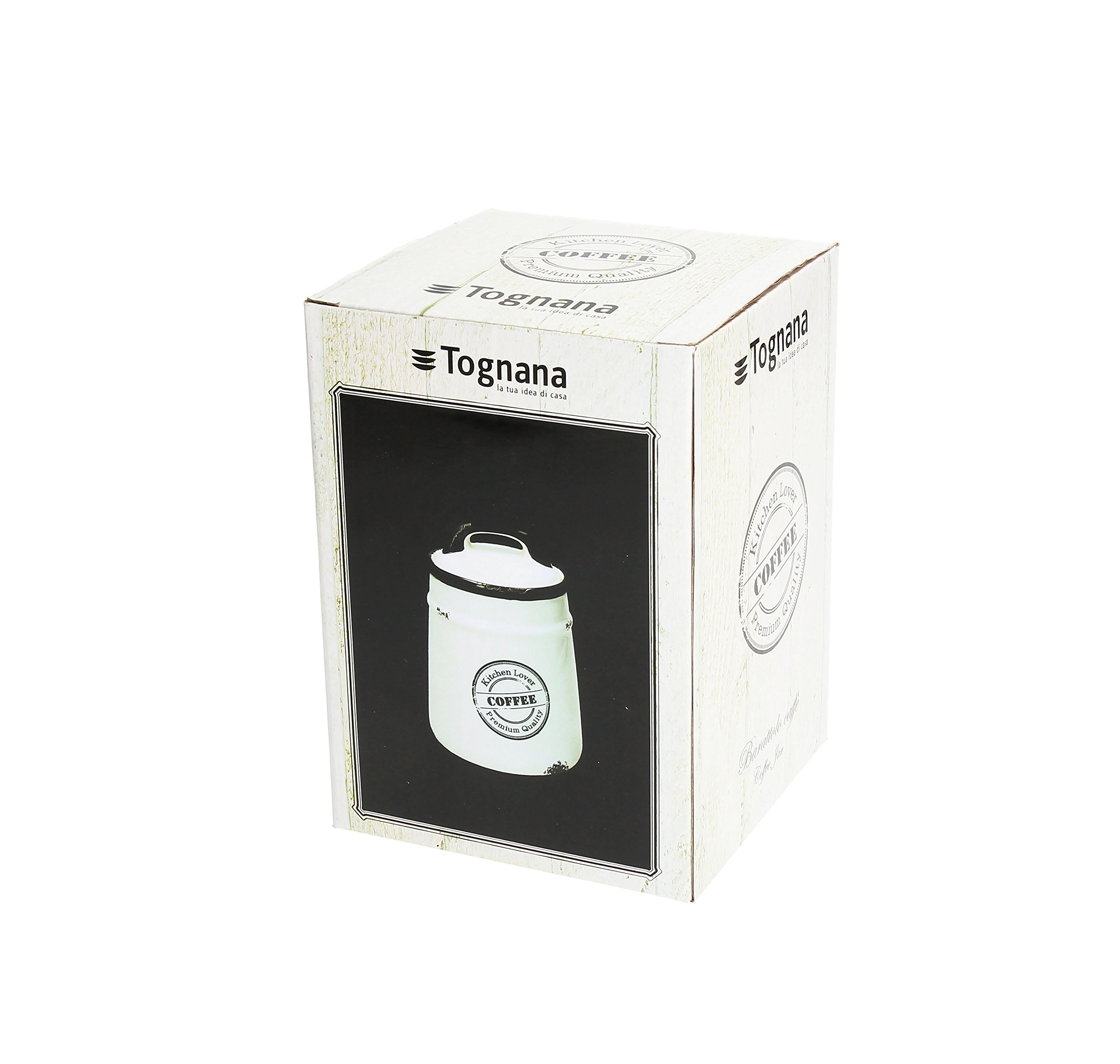 Tognana Urban Chic White Ceramic Coffee Jar 12 cm - Perfect for Home, Office, and Cafe Use