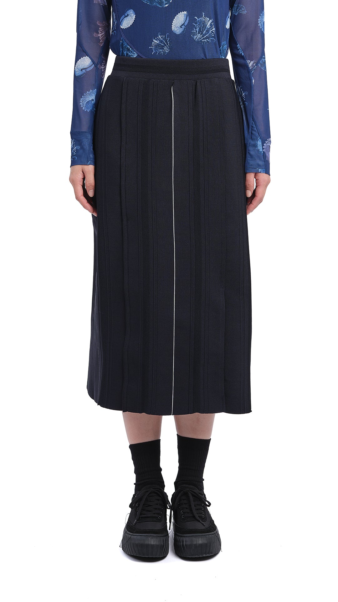 Stylish Knitted Contrast Stitch Pencil Skirt for Women - Office Wear, Business Casual & Party Outfits