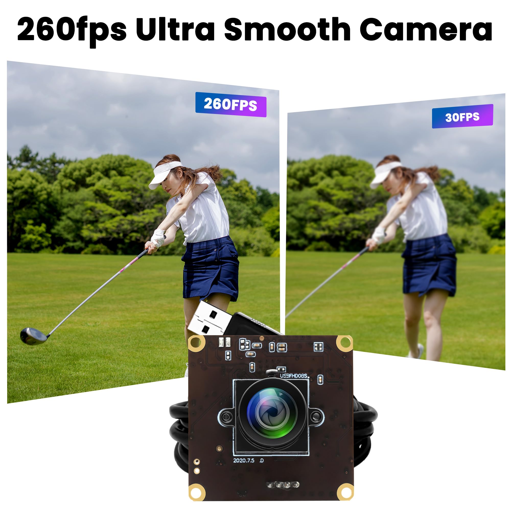 ELP 2MP USB UVC Camera - 260fps High Speed, 36° No Distortion Lens, Plug & Play Industrial Webcam for Lightburn, Raspberry Pi, Jetson Nano - Perfect for CNC Laser Engraving, 3D Printing & Computer Vision Projects
