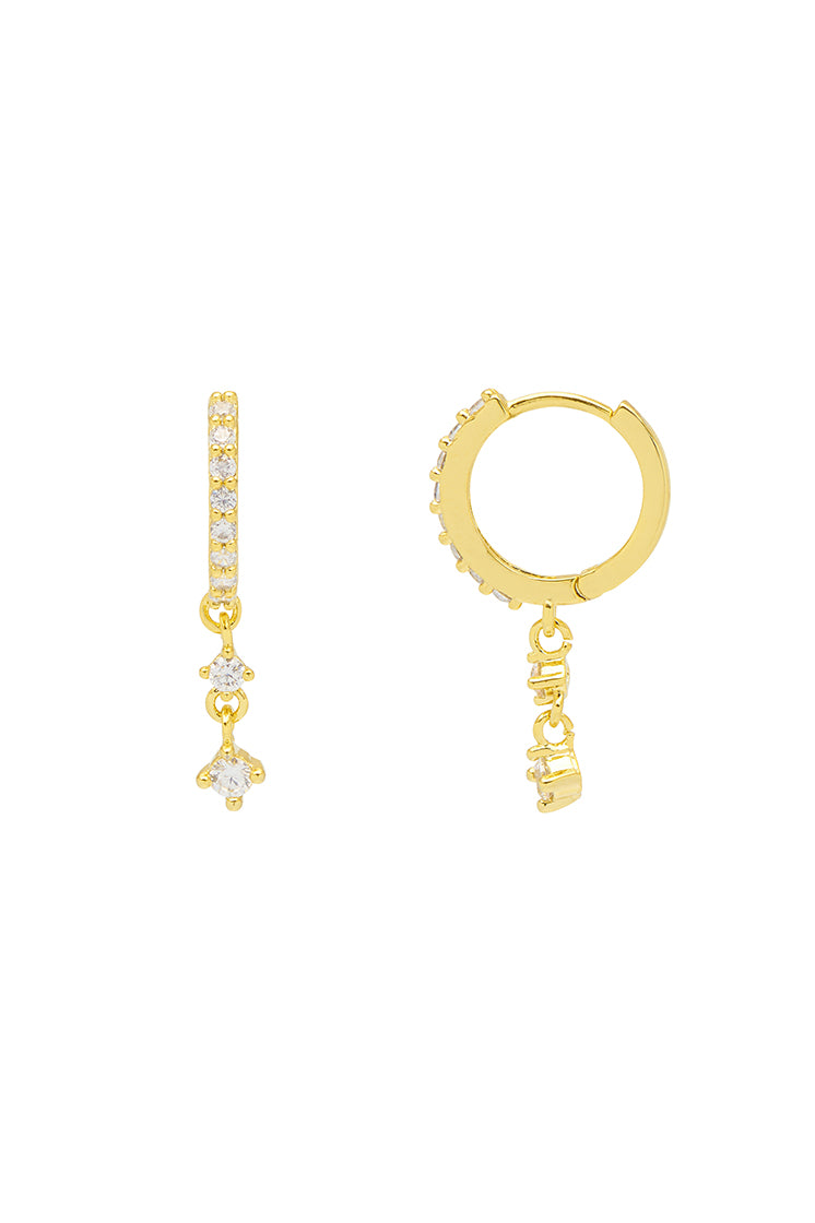 14K Gold Plated Cubic Zirconia Drop Huggie Earrings for Women - Elegant Hoop Earrings for Everyday Wear, Parties & Special Occasions