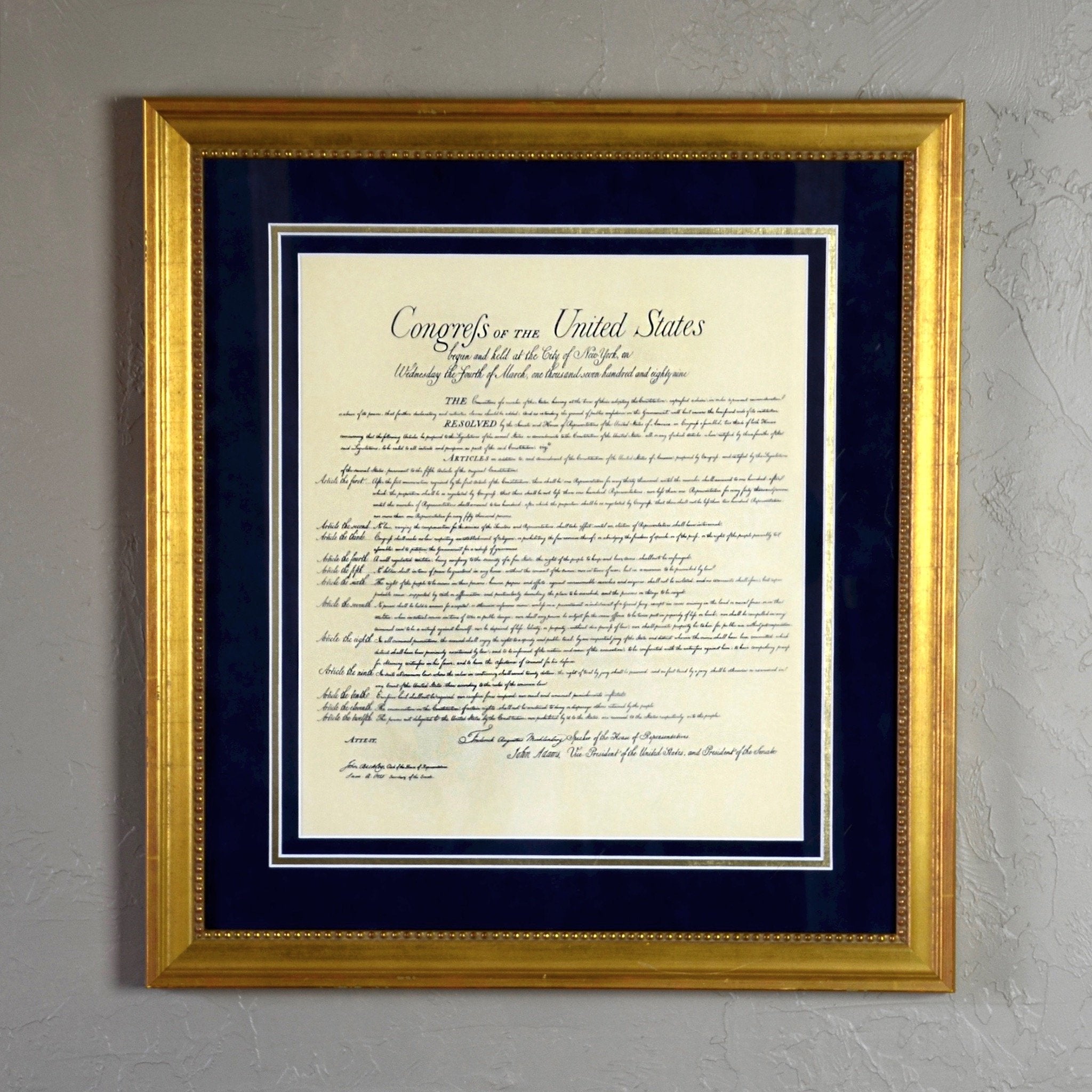 Premium Framed Charters of Freedom Bundle - Antique Gold Finish | Historical Document Display for Home & Office Decor | Perfect for Patriotic Gifts & American History Enthusiasts