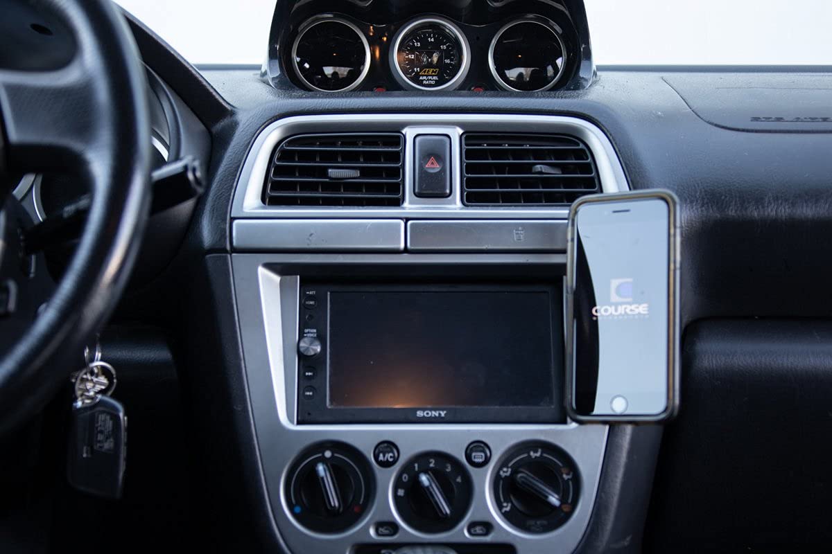 Course Motorsports Direct Fit Phone Mount for Subaru WRX/Impreza/STI (2002-2007) - Auto Closing Cradle Head with Charging - Right Side Tan - Perfect for Hands-Free Driving & GPS Navigation