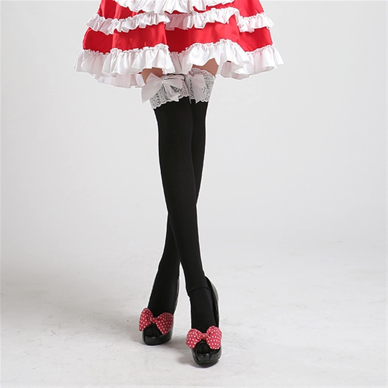 BXSM Super Long Thigh High Cosplay Socks - Lolita Kawaii Mesh Stockings for Women (Black, One Size) | Perfect for Anime Conventions, Gothic Fashion & Cute Outfits