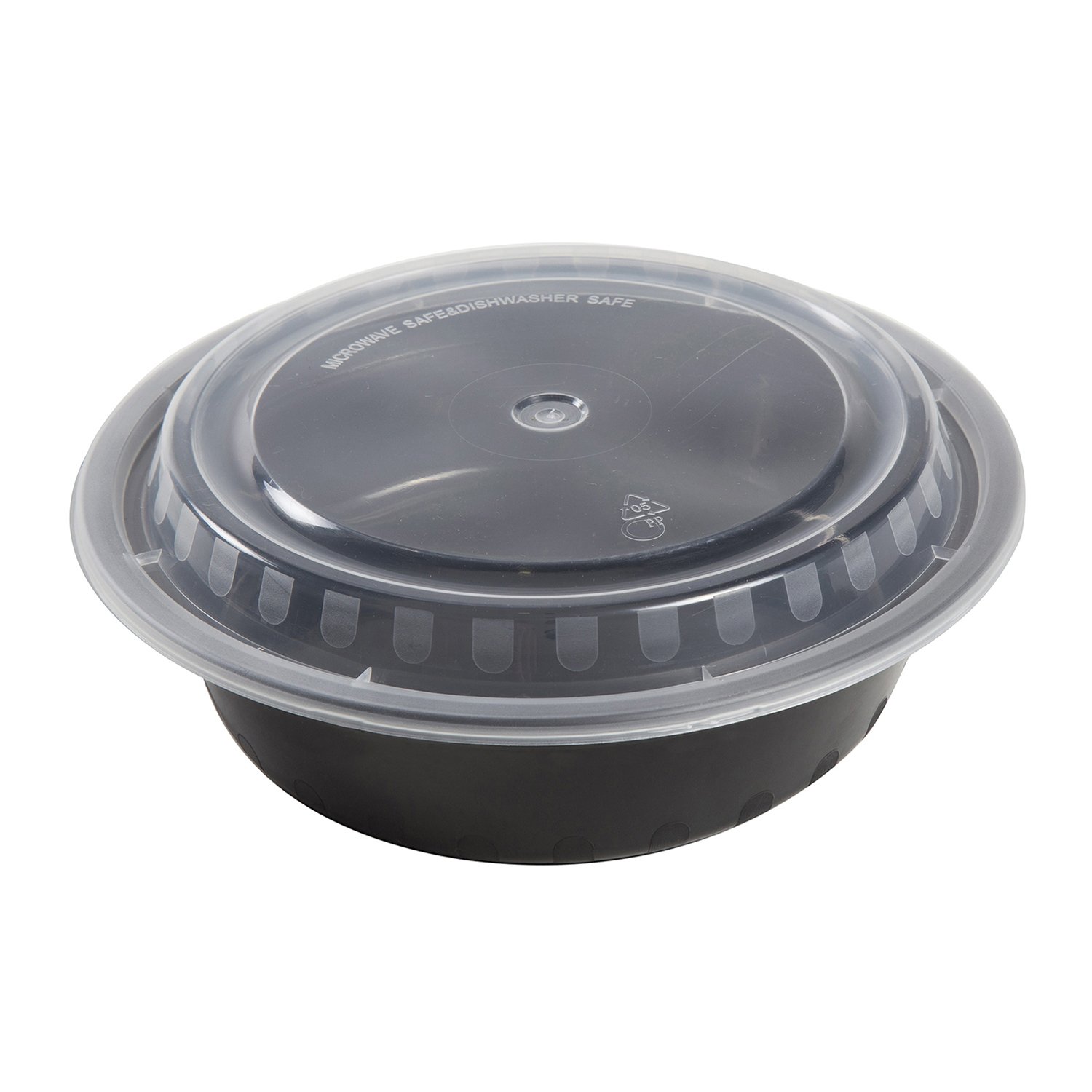 AmerCare 6 Inch Round Black Plastic Food Storage Containers with Lids - 16oz Microwave & Freezer Safe - Bulk Pack of 150 - Perfect for Meal Prep, Leftovers & Restaurant Takeout