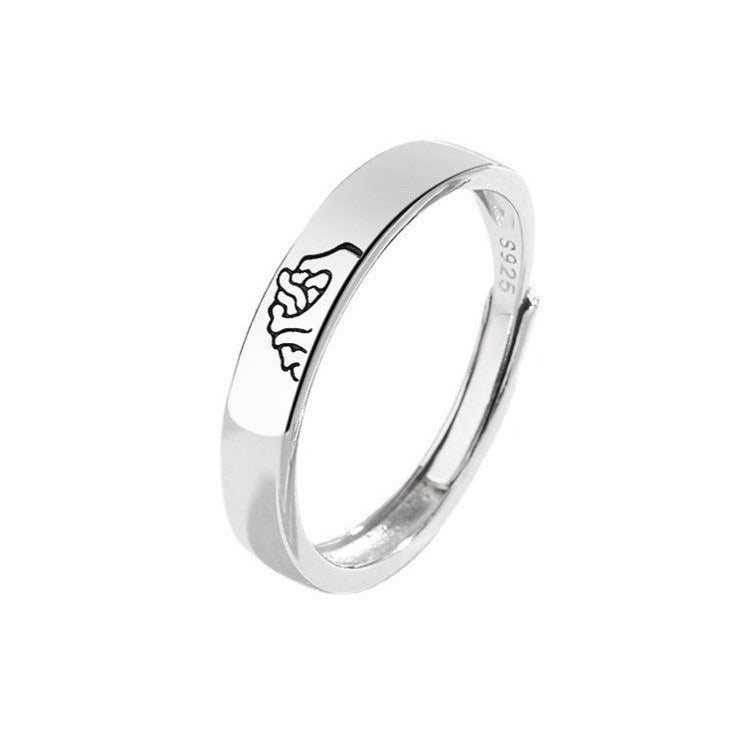 Promise Rings for Couples - Hold My Hand Matching Rings | E91 - Perfect for Anniversaries, Engagements & Romantic Gifts