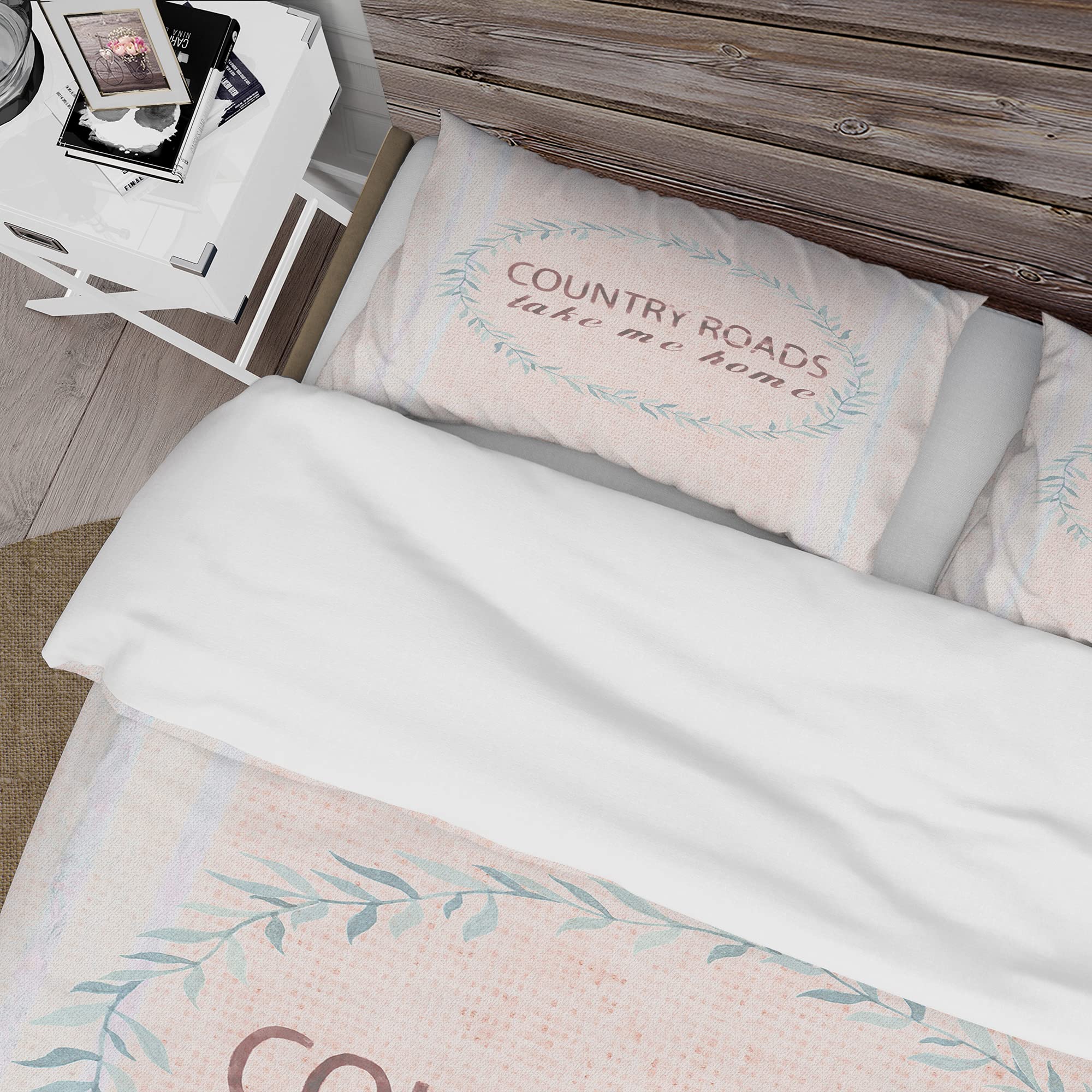 Farmhouse Floral Duvet Cover Set King Size - 3 Piece Pink Bedding Set for All Seasons | Soft & Breathable Cotton Farmhouse Style Duvet Cover with Pillow Shams | Perfect for Master Bedroom, Guest Room & Cozy Farmhouse Decor