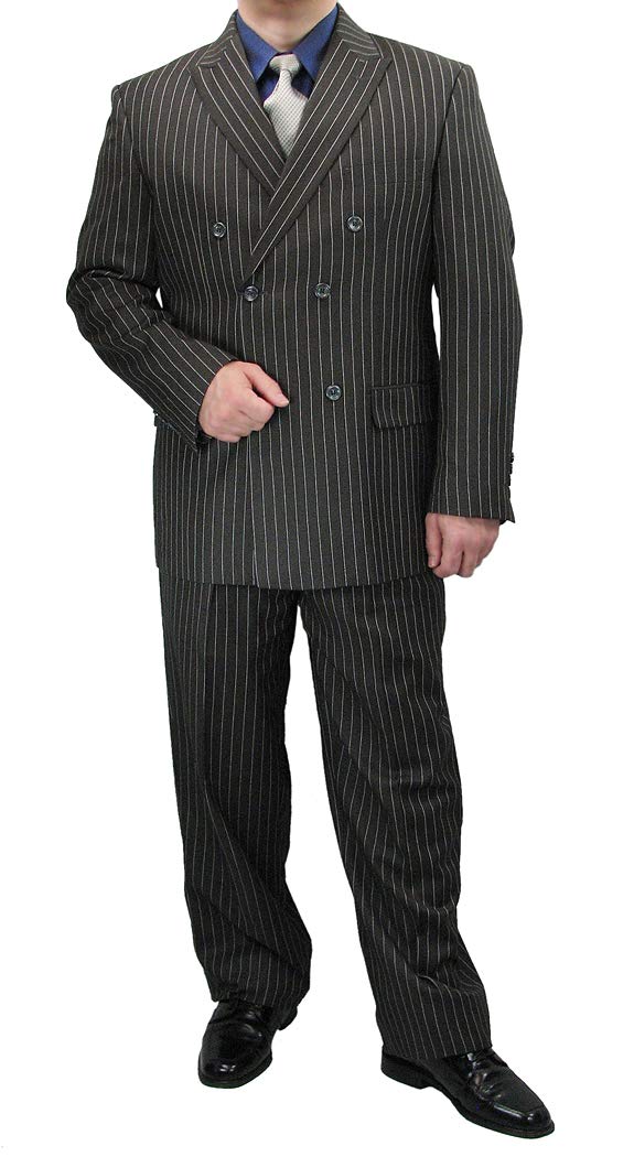 Sharp Luxurious 2-Piece Men's Double Breasted Pinstripe Suit with 1 Pair of Dress Socks | Formal Business Attire for Weddings, Office & Special Events