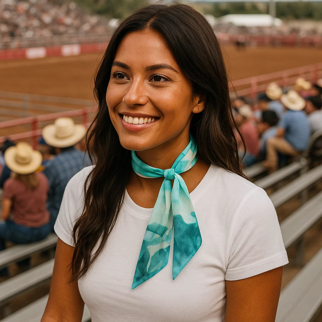 Western Skinny Mini Wild Rag Scarf - Cowgirl Necktie for Women | Lightweight Bandana for Horseback Riding, Rodeo & Country Fashion | Green Cotton Blend Accessory
