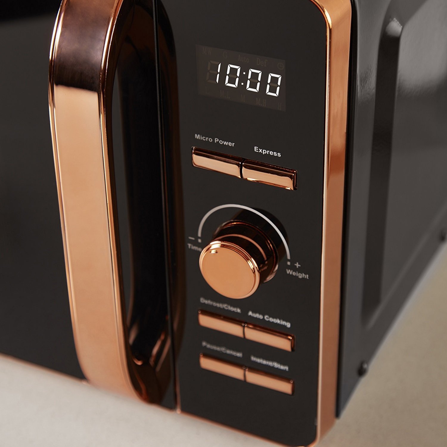 T24021 Digital Microwave Oven - 20L, 800W, 60-Minute Timer, 8 Auto Cook Presets, Black & Rose Gold - Perfect for Small Kitchens, Dorm Rooms & Office Break Areas