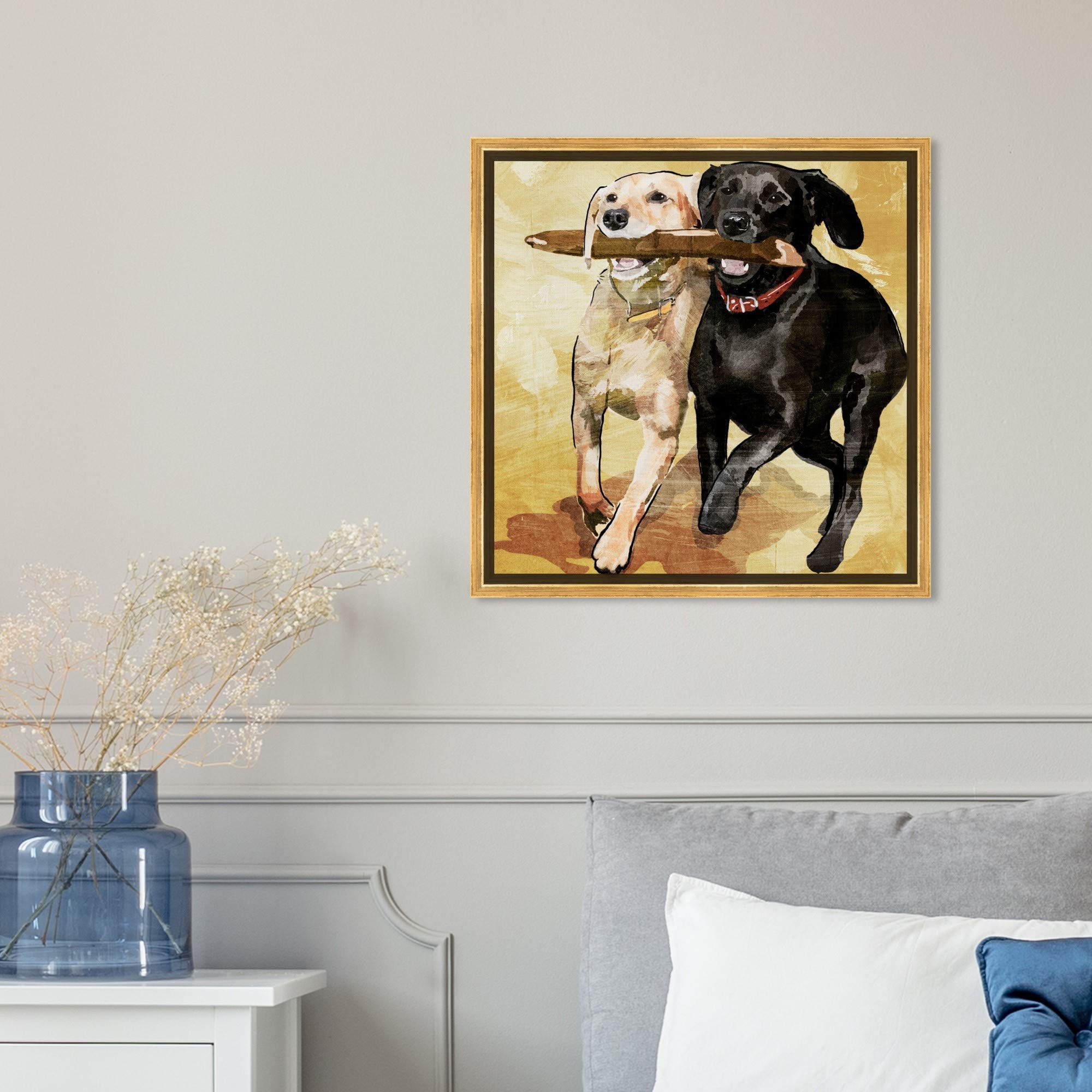 Playtime Dogs and Puppies Framed Wall Art Canvas Prints - Perfect for Living Room, Bedroom, and Nursery Decor