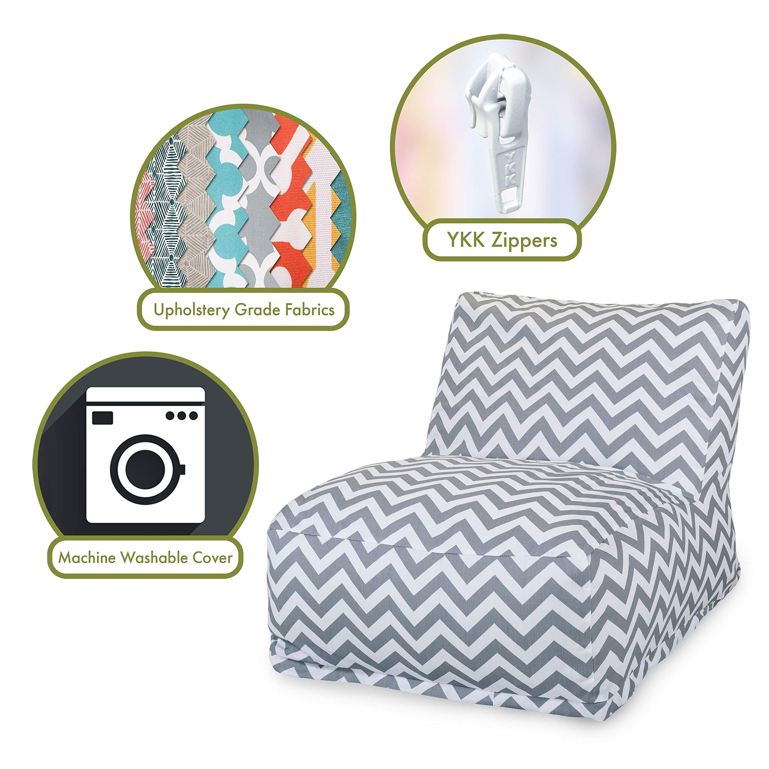 Majestic Home Goods Chevron Bean Bag Chair Lounger - Soft Teal Comfort for Kids & Adults | Perfect for Gaming, Reading & Relaxing in Bedroom or Living Room