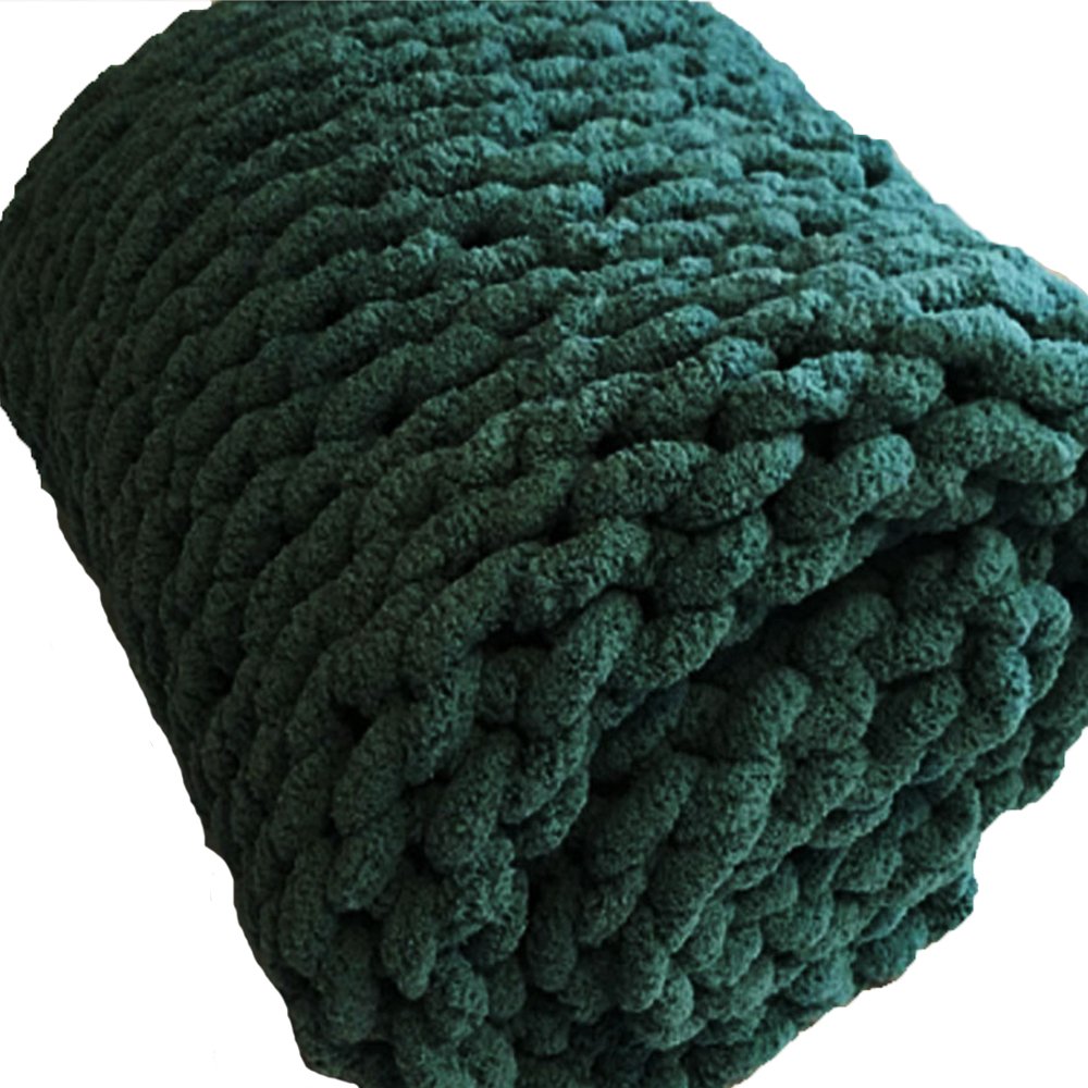 Soft Chunky Chenille Blanket - 51x67 Inches Large Vegan Knit Throw, Cozy Oversized Blanket for Bed, Couch & Sofa | Perfect for Winter, Gifts & Home Decor