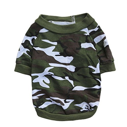 DroolingDog Camo Dog T-Shirt for Small Dogs - Medium Size, Green | Comfortable Pet Shirt for Outdoor Adventures & Daily Walks