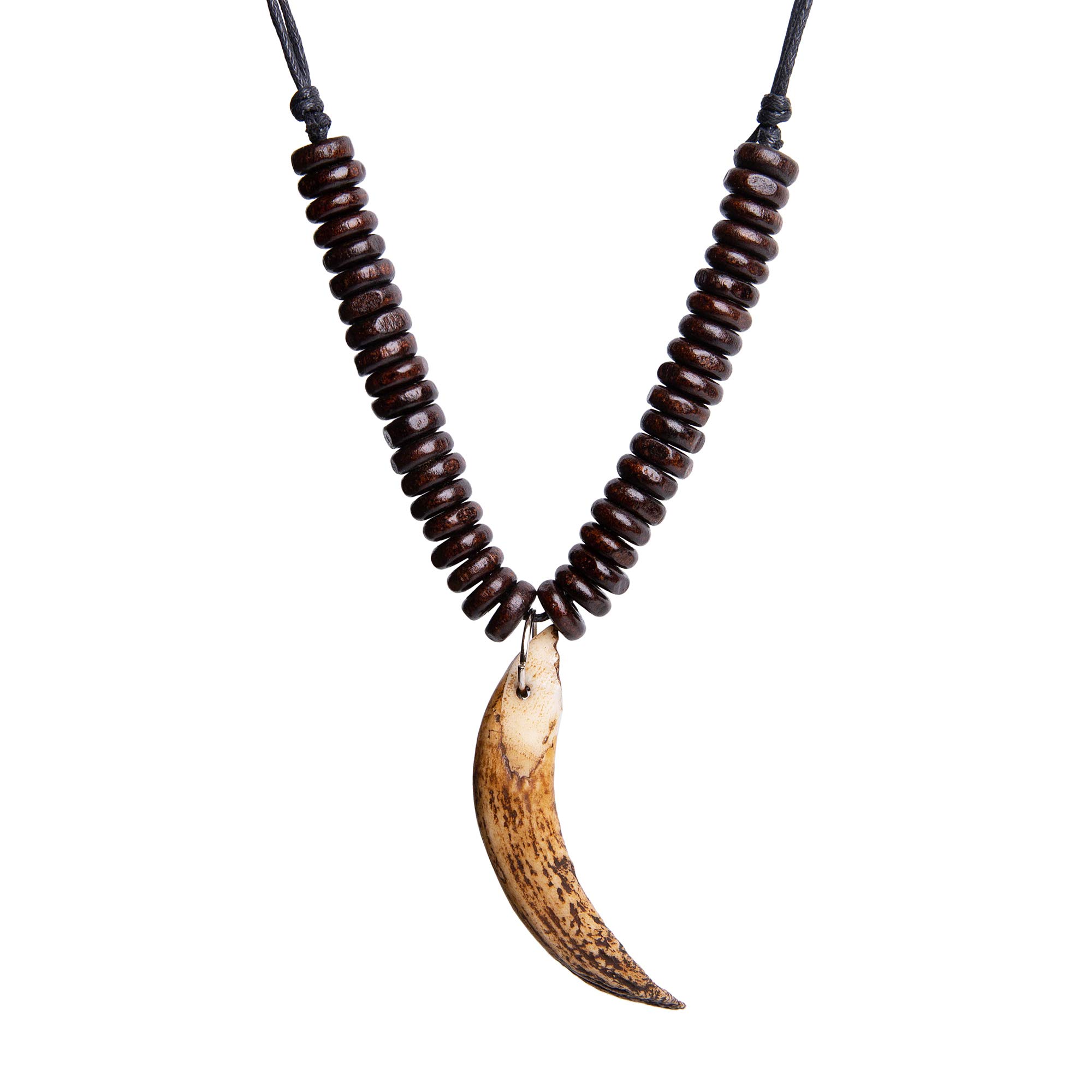 Wolf Tooth Necklace for Men - Adjustable Tribal Pendant with Leather Cord | Handmade Native American Style Jewelry | Perfect for Outdoor Adventures, Festivals & Boho Fashion