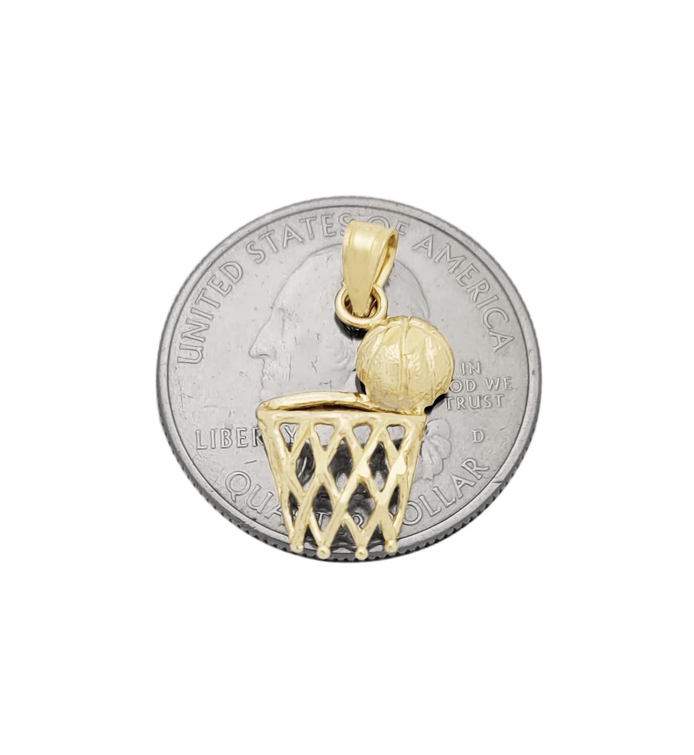 10K Yellow Gold Basketball Charm Pendant with Rim Net Design - Perfect Gift for Basketball Lovers & Sports Enthusiasts - Great for Games, Graduation, Birthdays & Everyday Wear